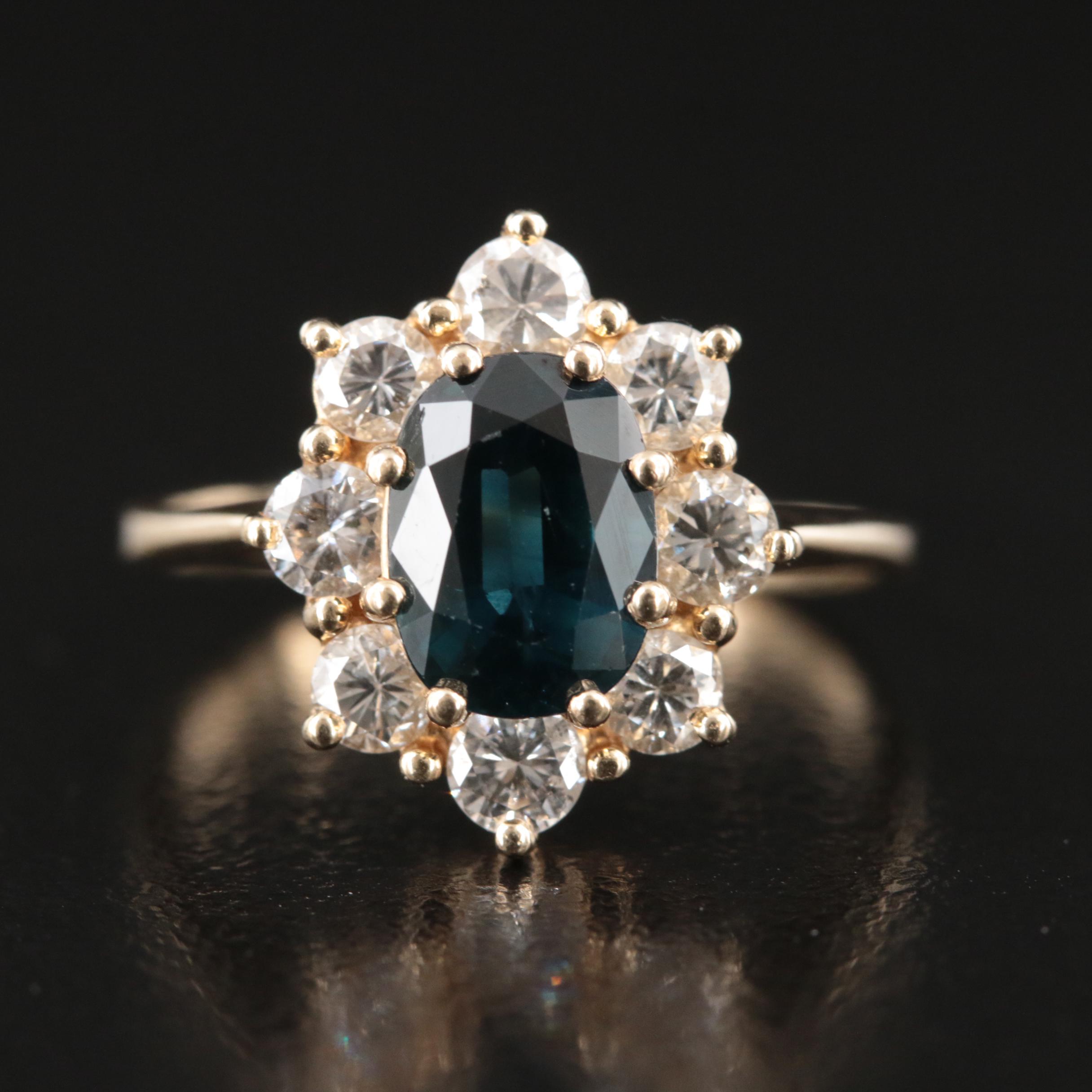 14K 1.82 CT Sapphire and Diamond Ring