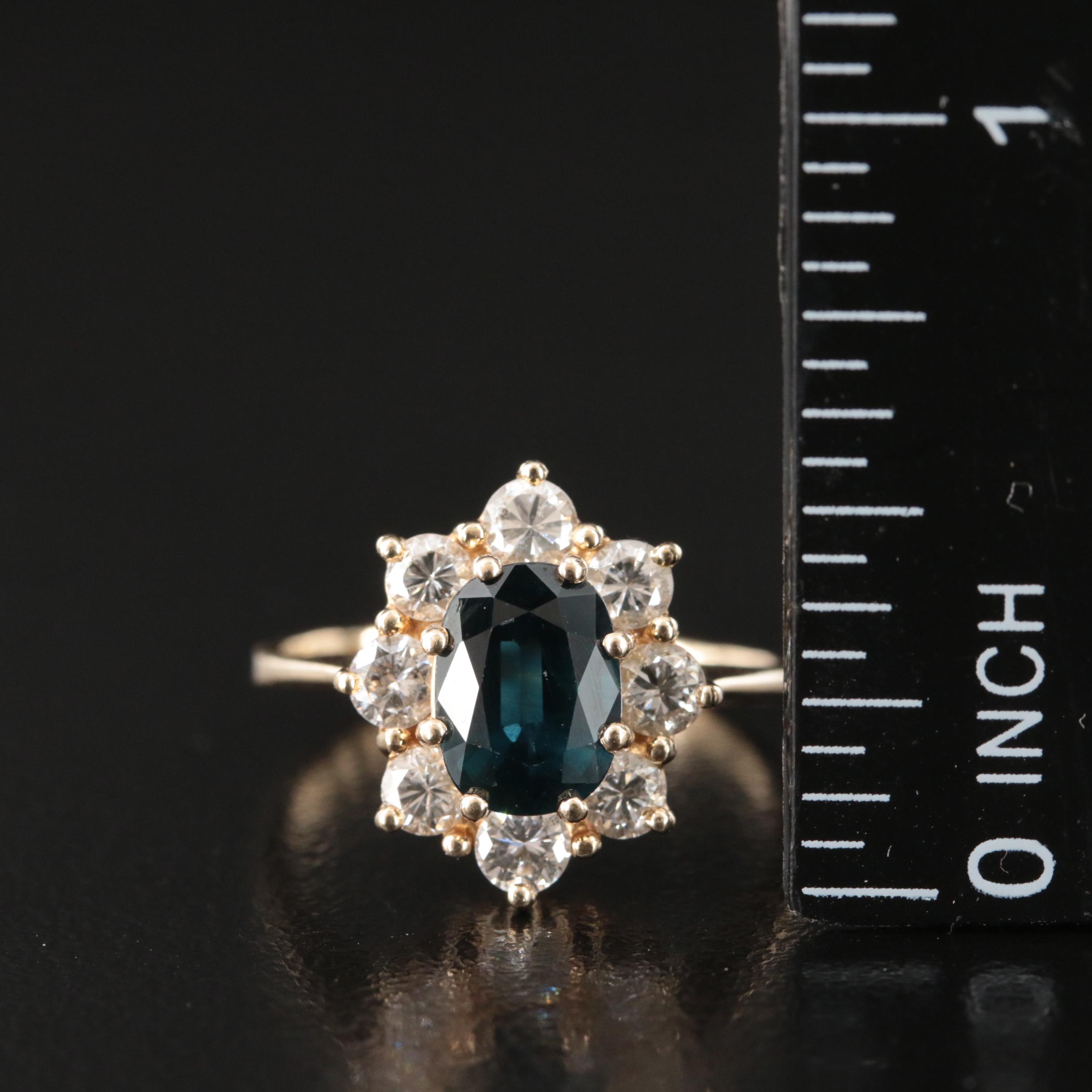 14K 1.82 CT Sapphire and Diamond Ring