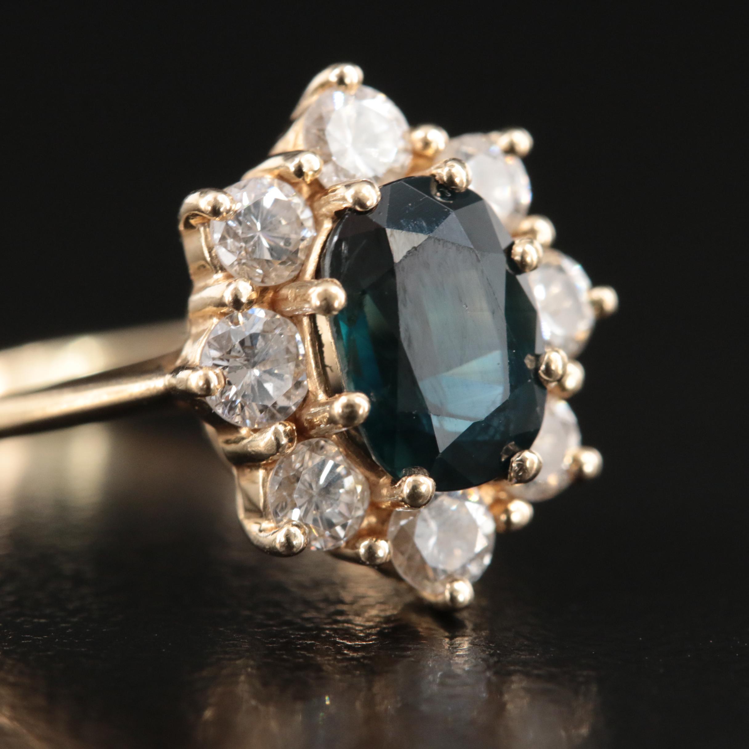 14K 1.82 CT Sapphire and Diamond Ring