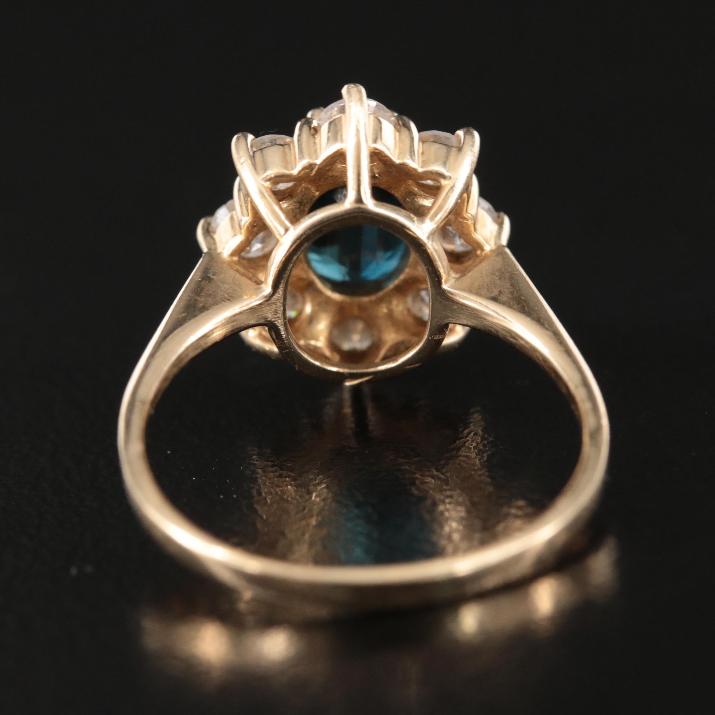 14K 1.82 CT Sapphire and Diamond Ring