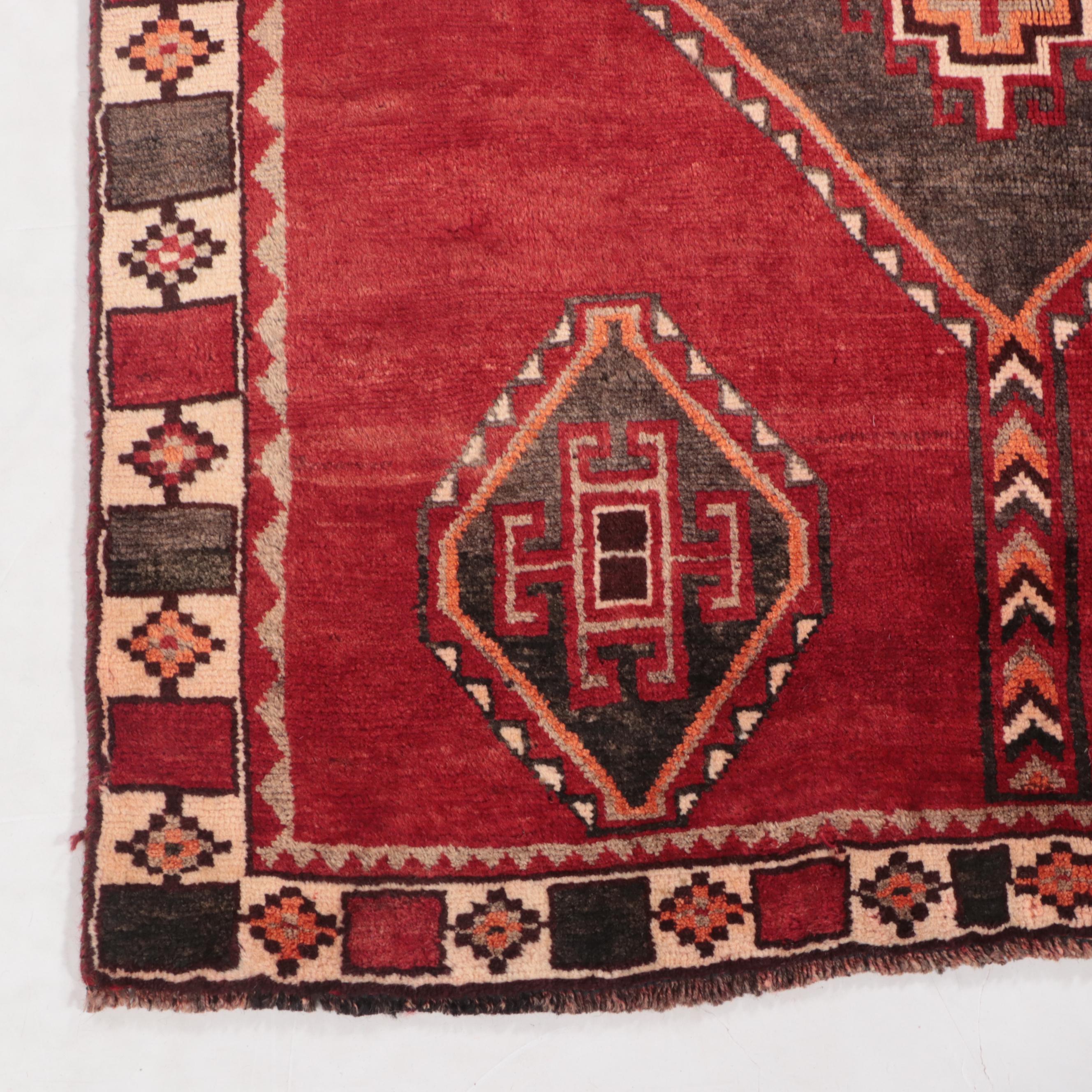 4'4 x 9'2 Hand-Knotted Persian Kurdish Area Rug