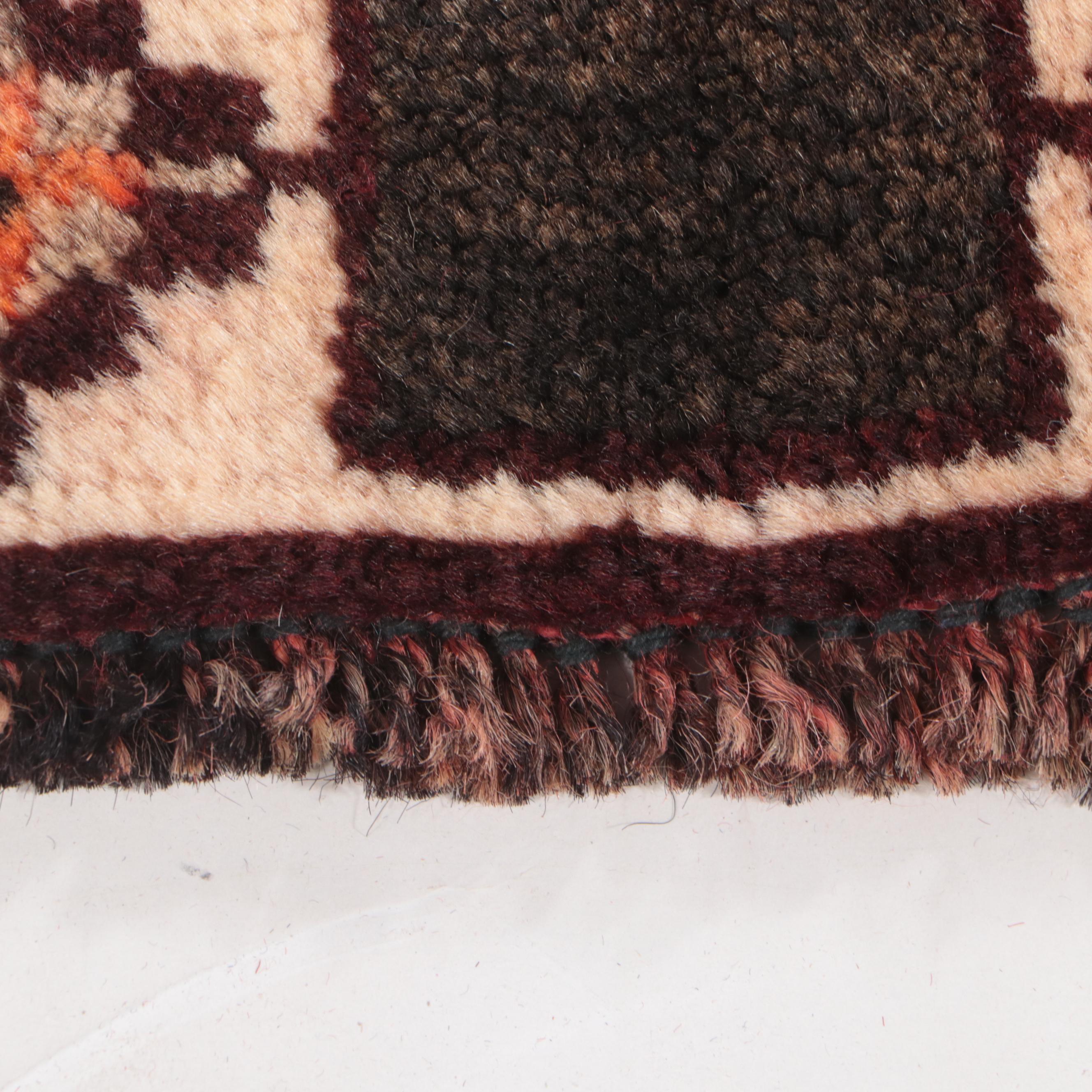 4'4 x 9'2 Hand-Knotted Persian Kurdish Area Rug