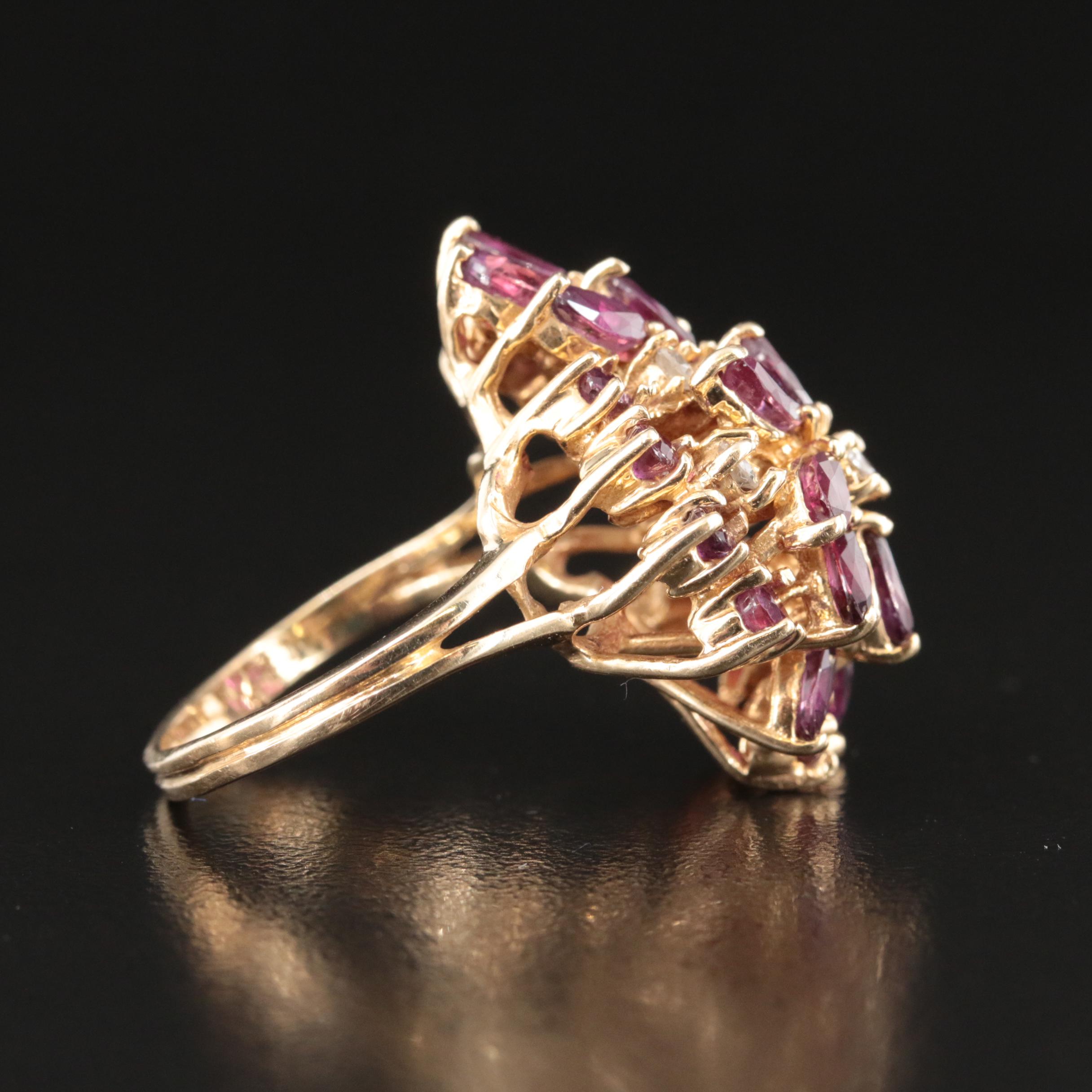 14K Sapphire and Diamond Cluster Ring