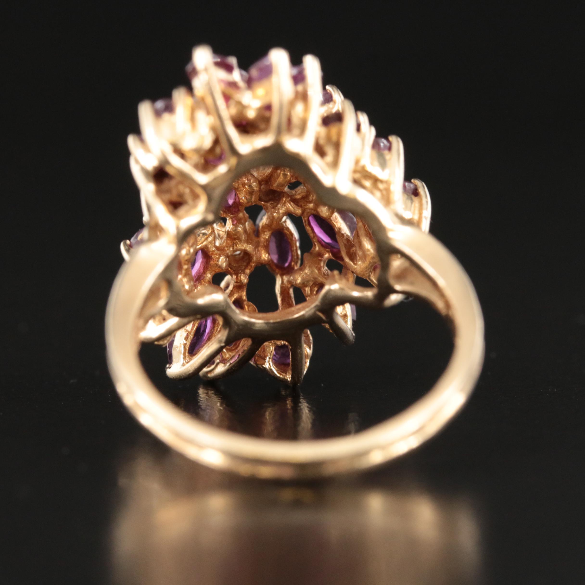 14K Sapphire and Diamond Cluster Ring