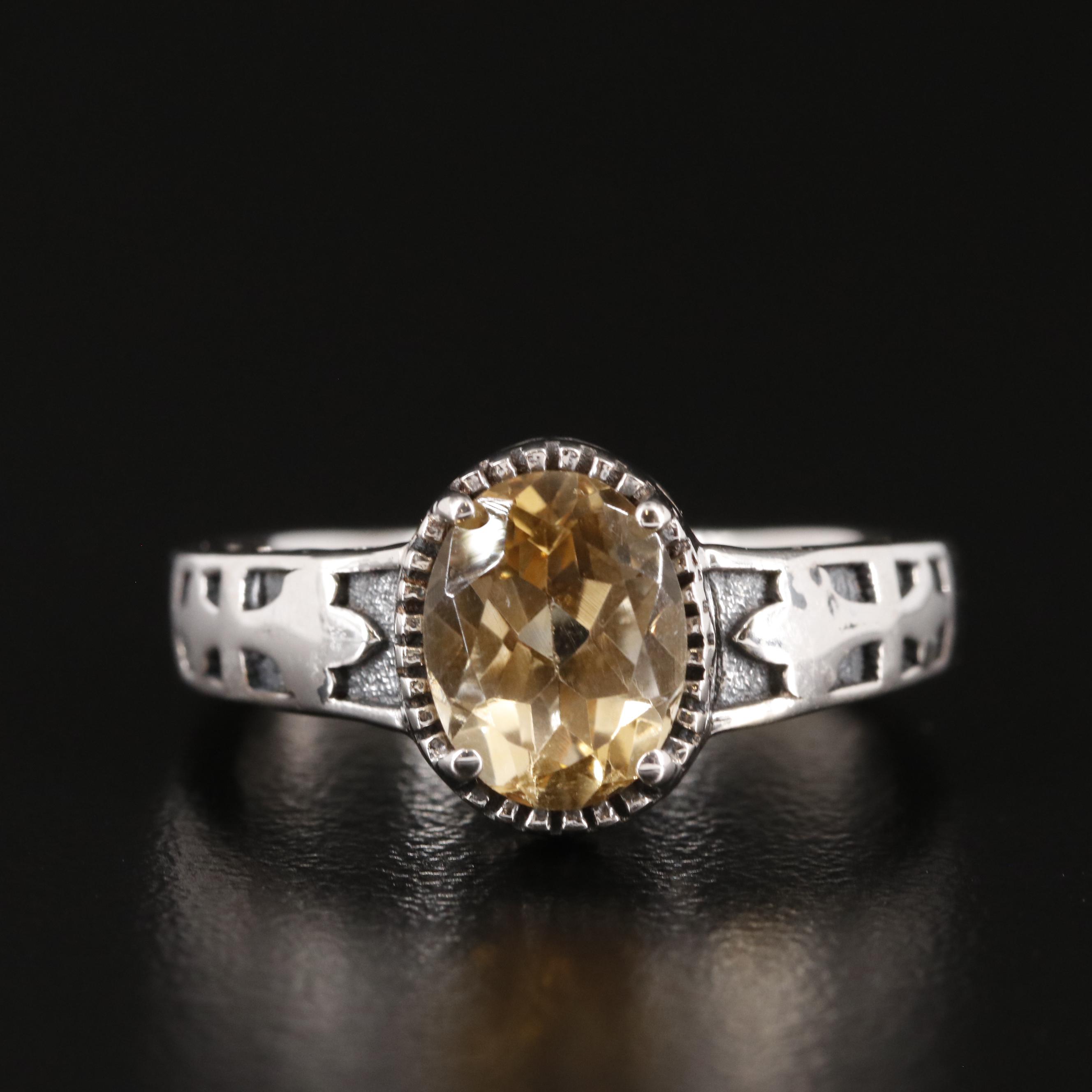 Sterling Citrine Tapered Ring