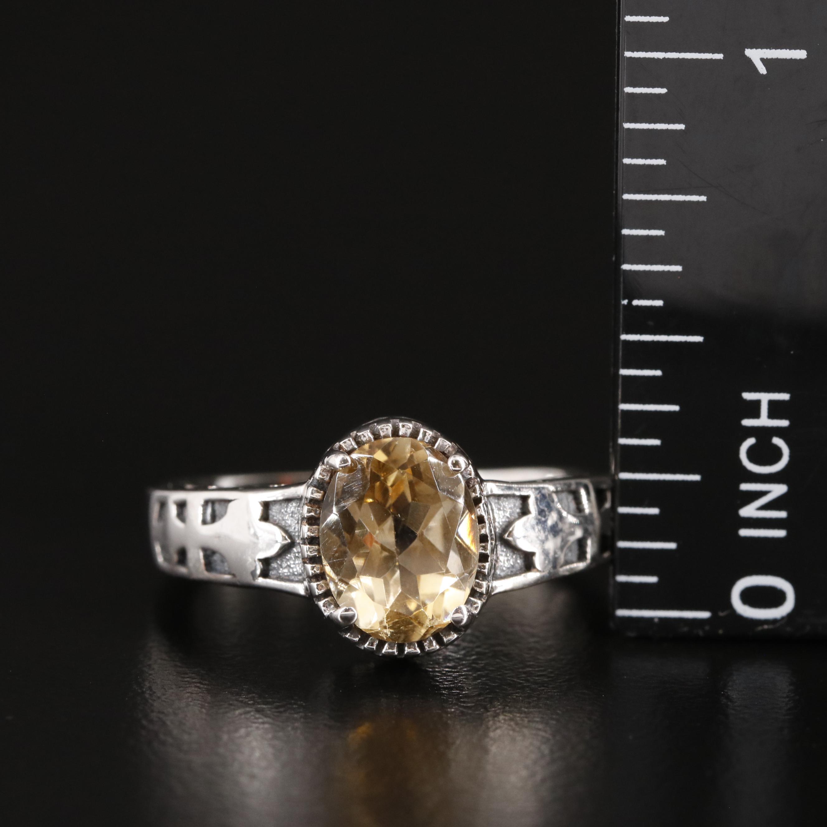Sterling Citrine Tapered Ring