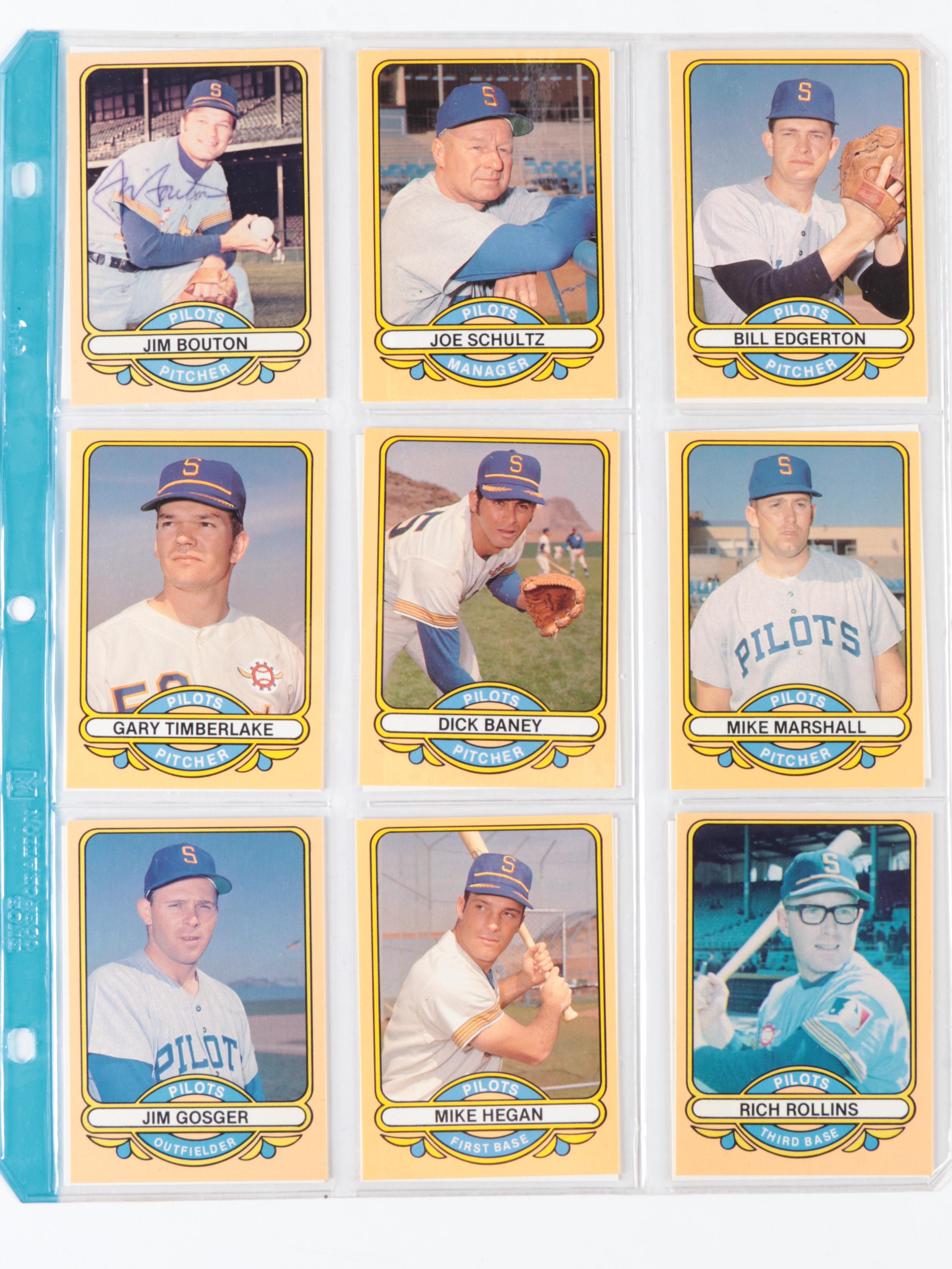 1983 Galasso 1969 Seattle Pilots Baseball Card Set with Signed Jim Bouton