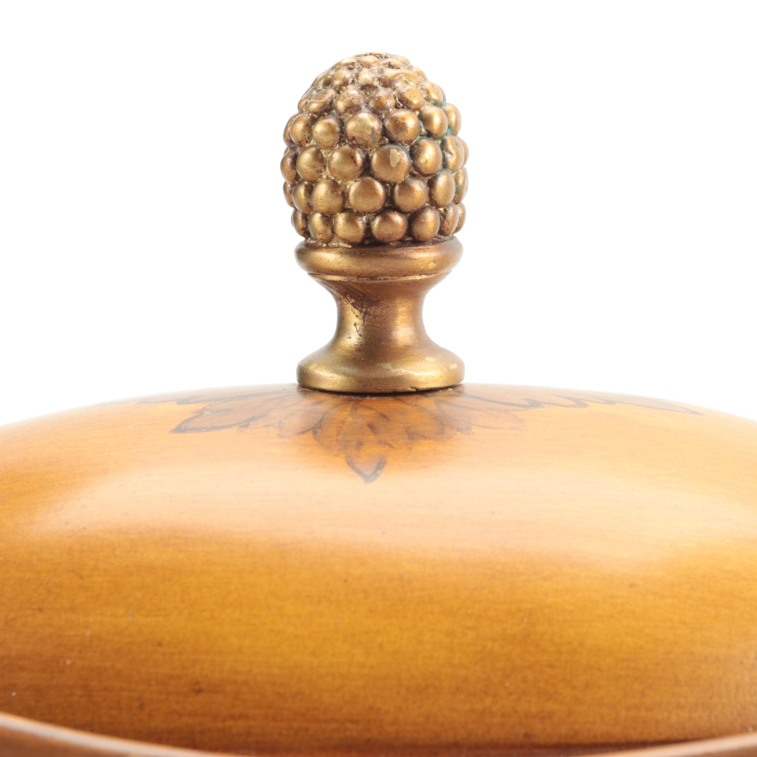 Neoclassical Style Wooden Urns with Painted Marquetry Style Details