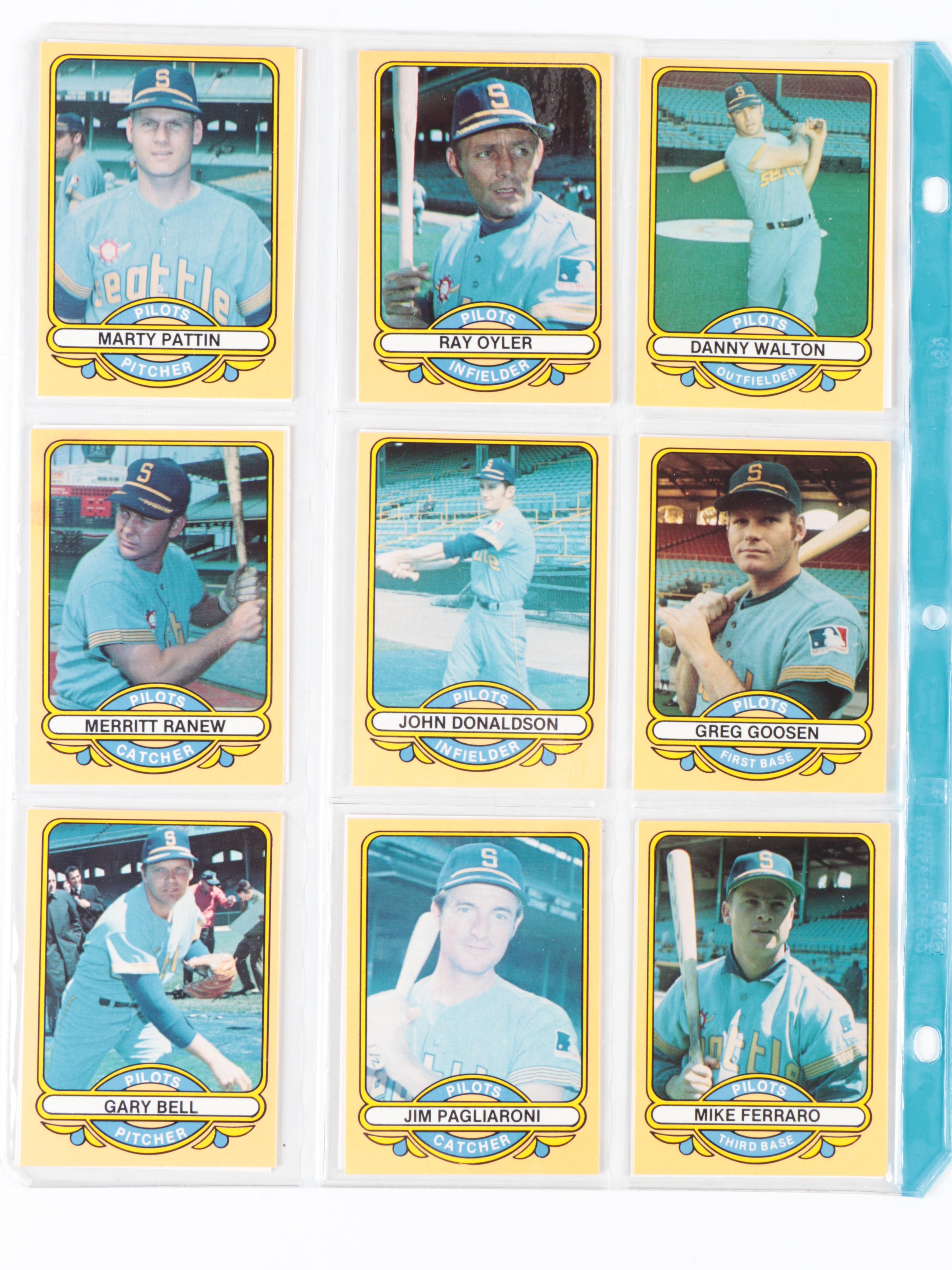 1983 Galasso 1969 Seattle Pilots Baseball Card Set with Signed Jim Bouton