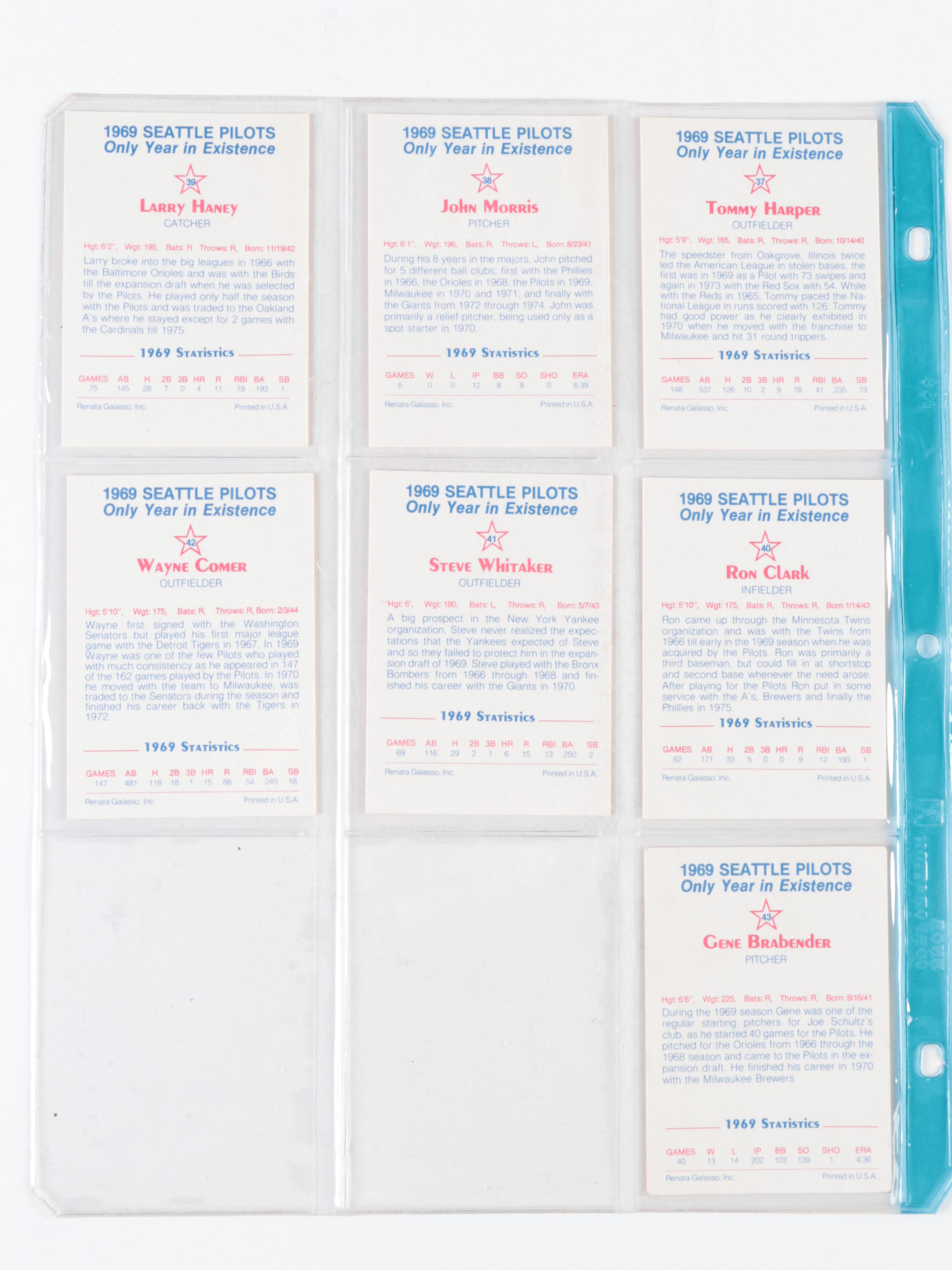 1983 Galasso 1969 Seattle Pilots Baseball Card Set with Signed Jim Bouton