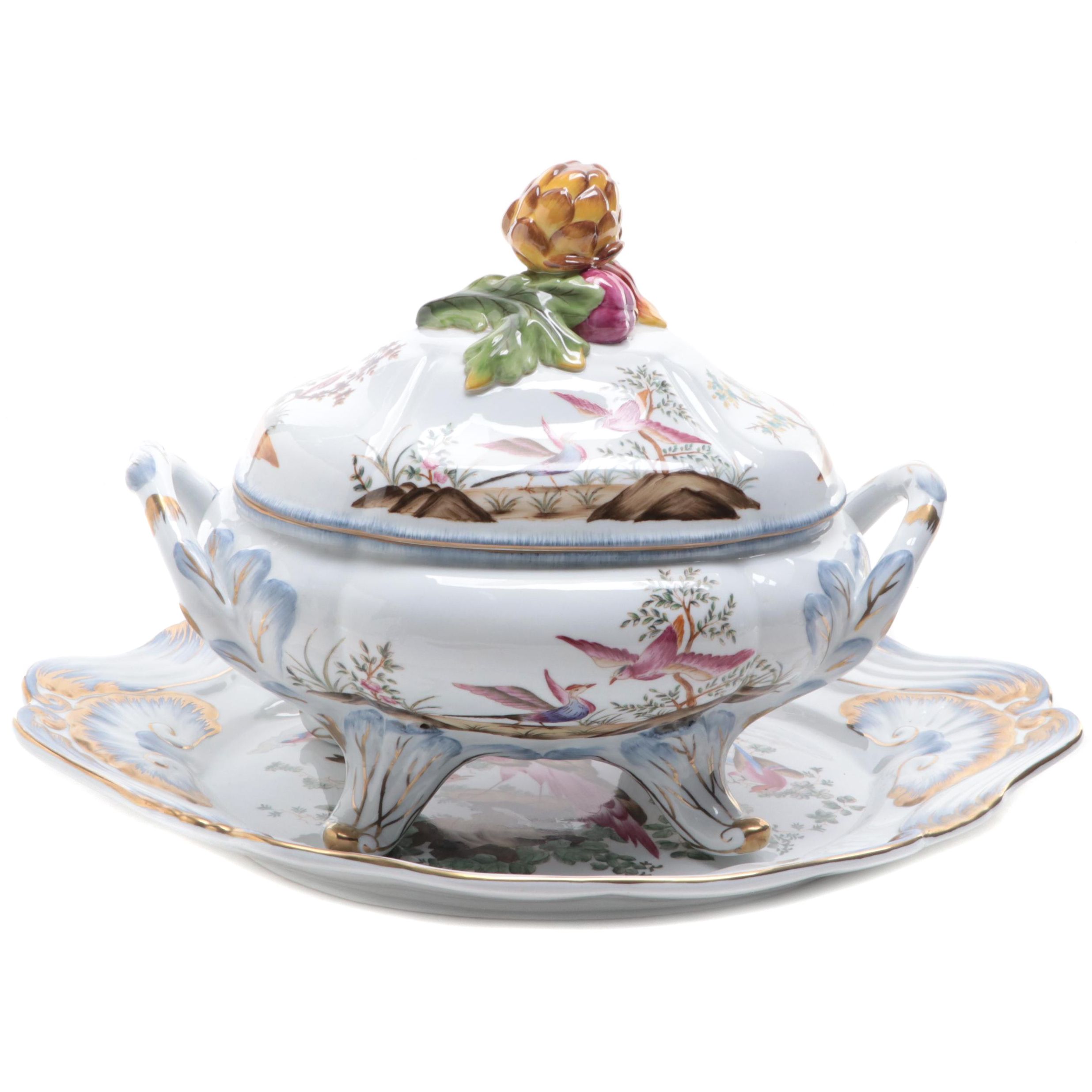Chelsea House Porcelain Rococo Style Decorative Tureen