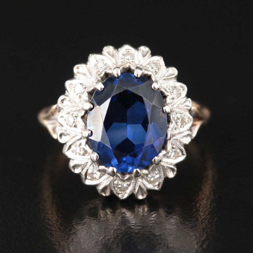 Vintage  14K Sapphire and Diamond Ring