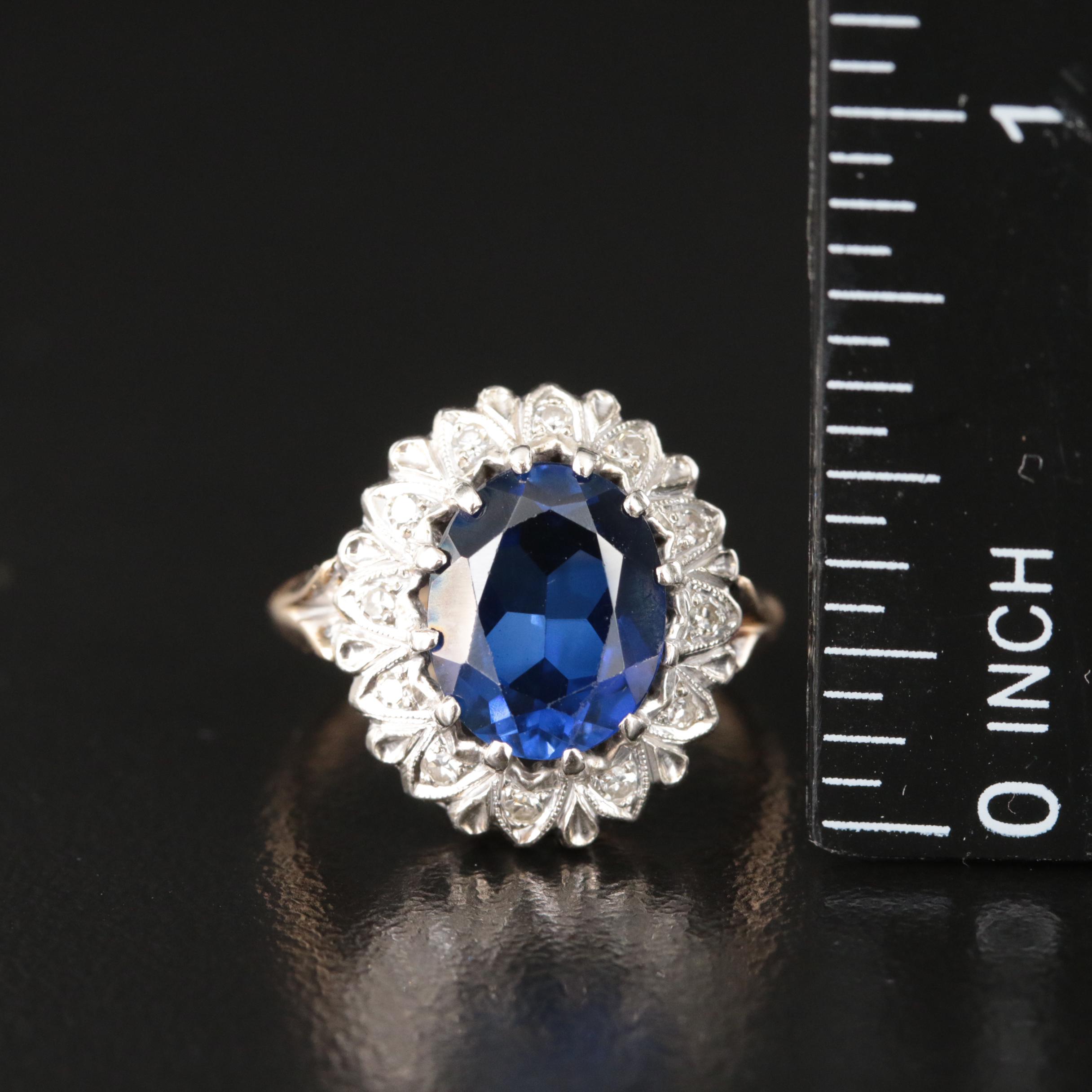Vintage  14K Sapphire and Diamond Ring