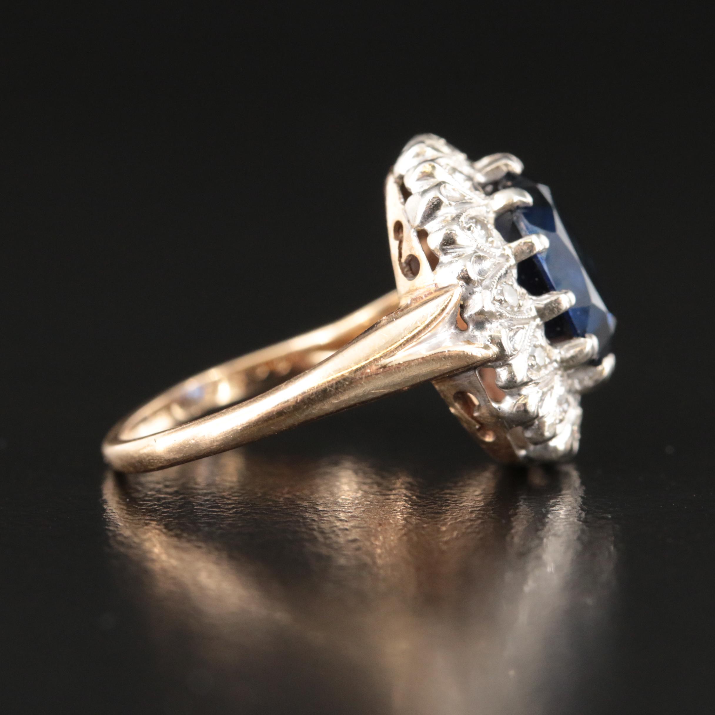 Vintage  14K Sapphire and Diamond Ring