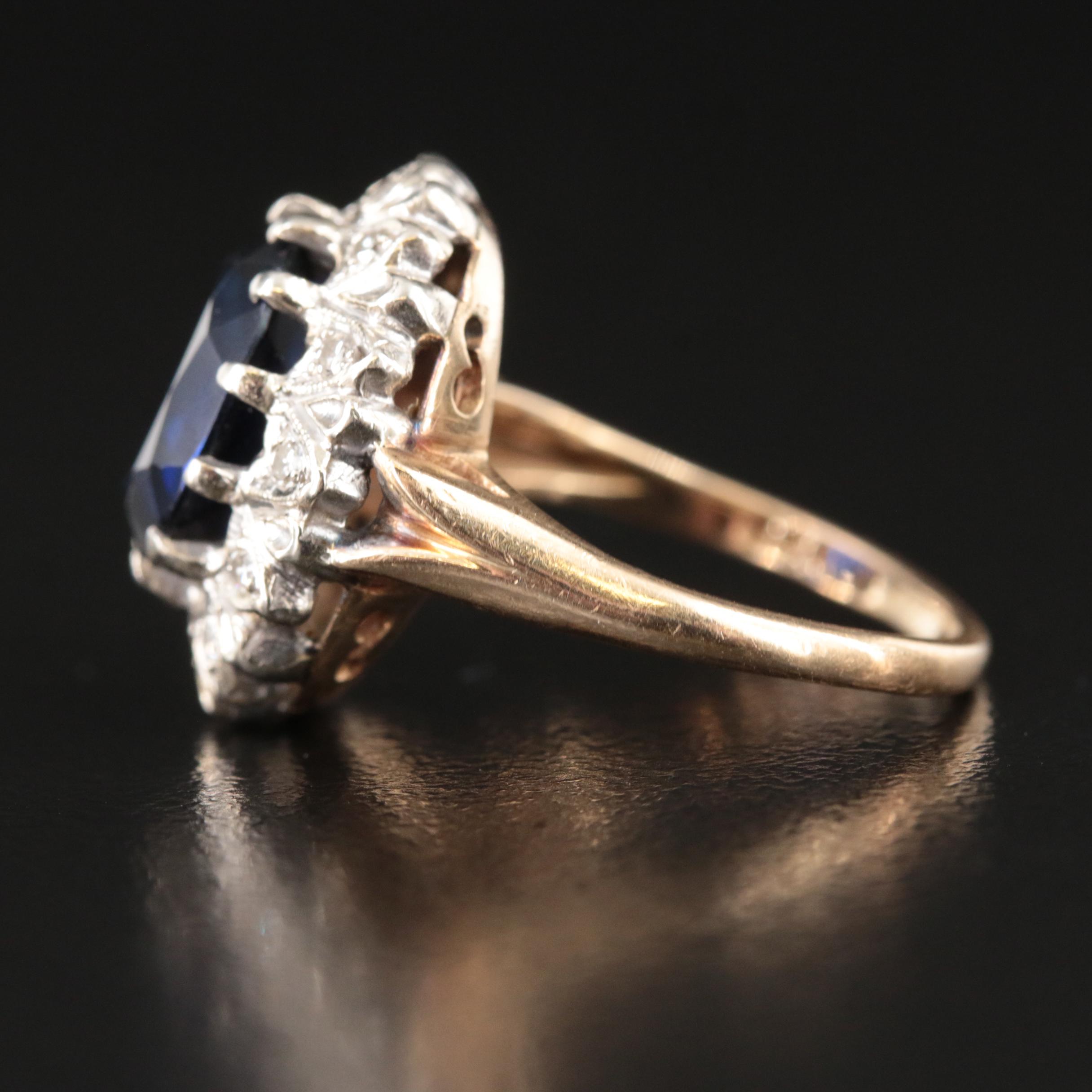 Vintage  14K Sapphire and Diamond Ring