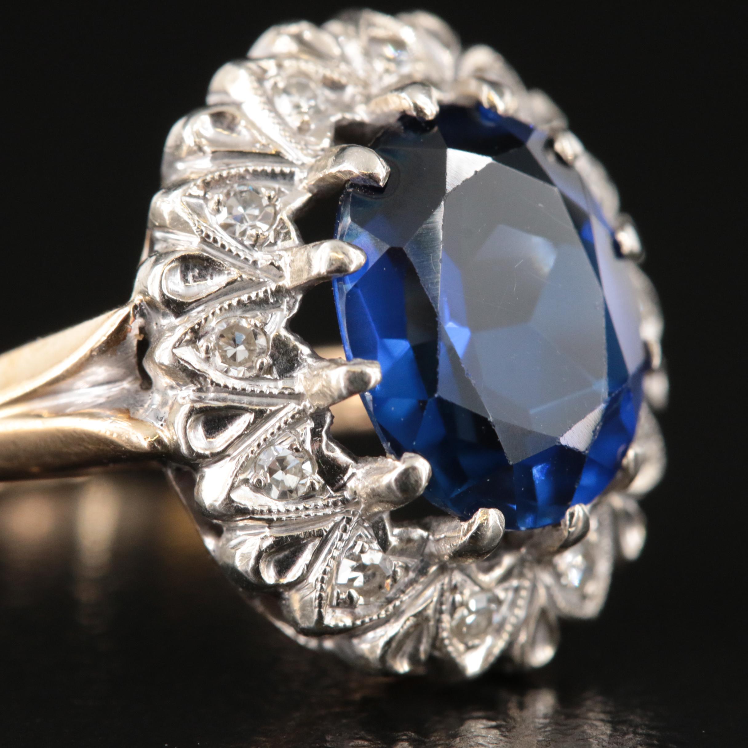 Vintage  14K Sapphire and Diamond Ring