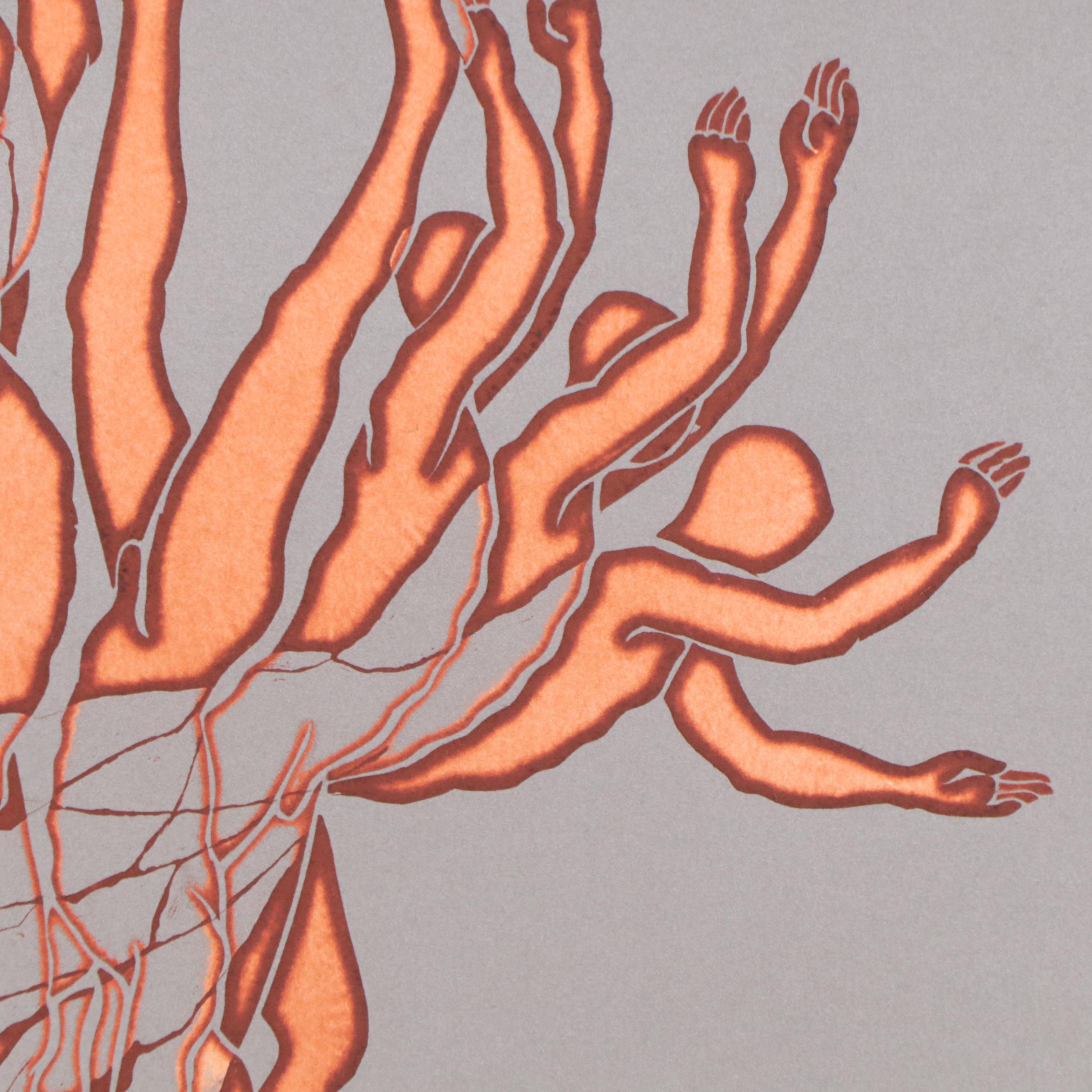 Franklin Figural Etching "Topsy-Turvy," Circa 1980