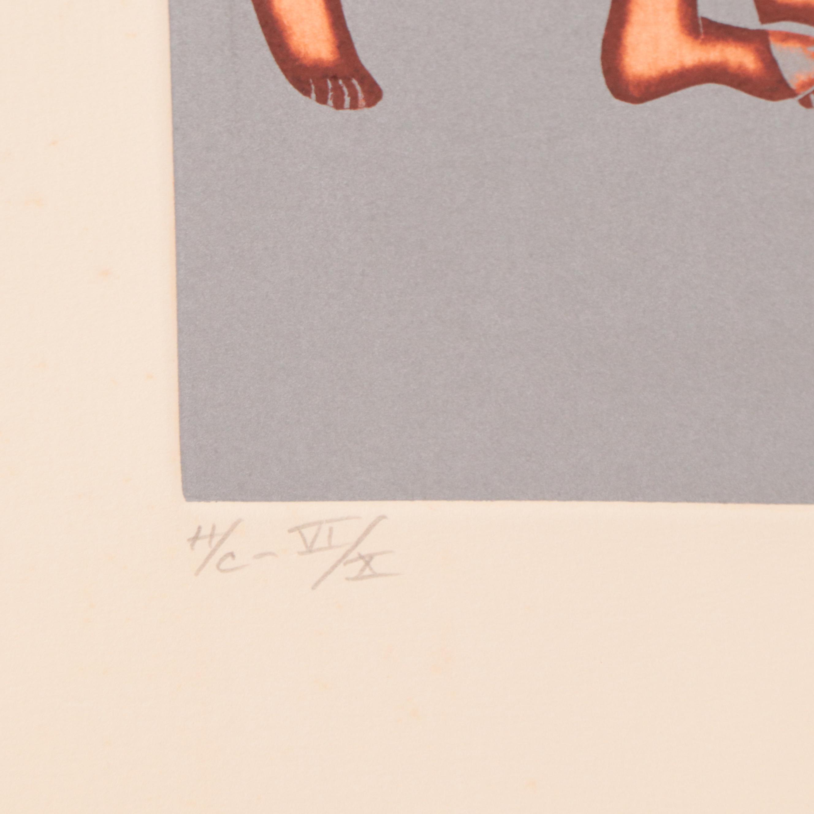 Franklin Figural Etching "Topsy-Turvy," Circa 1980