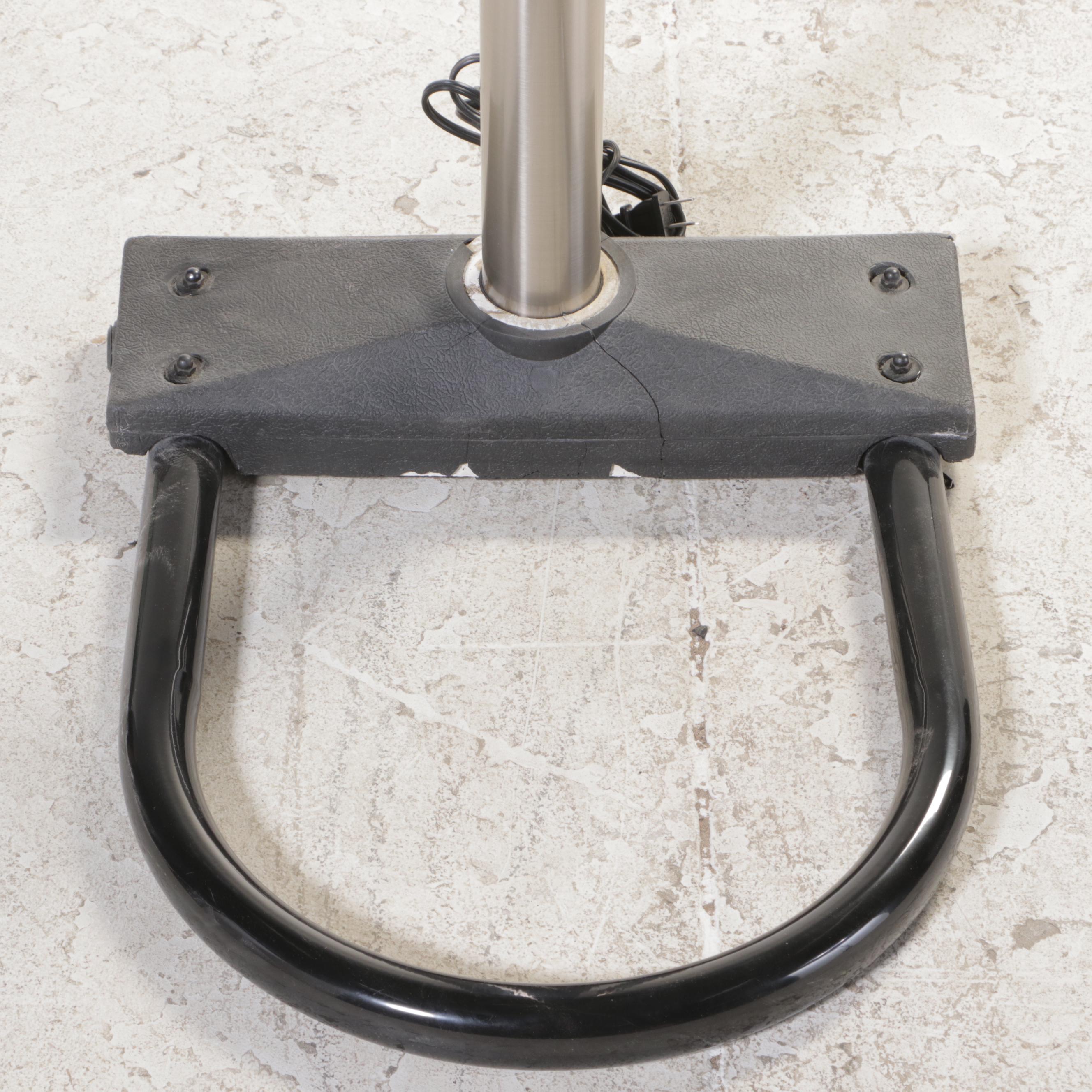 Modernist Style Brushed Metal Five-Light Arc Floor Lamp w/ Colored Glass Shades