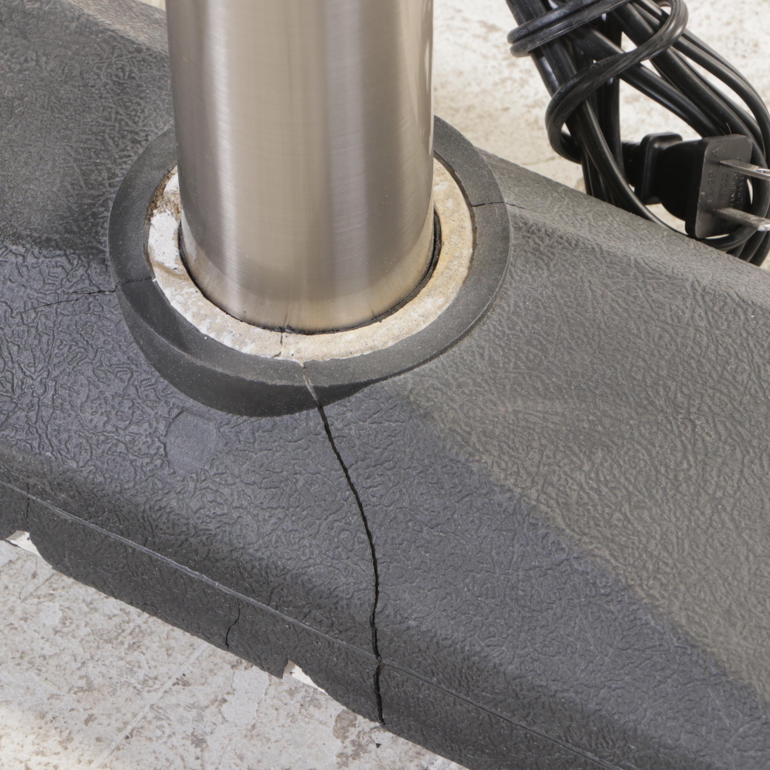 Modernist Style Brushed Metal Five-Light Arc Floor Lamp w/ Colored Glass Shades