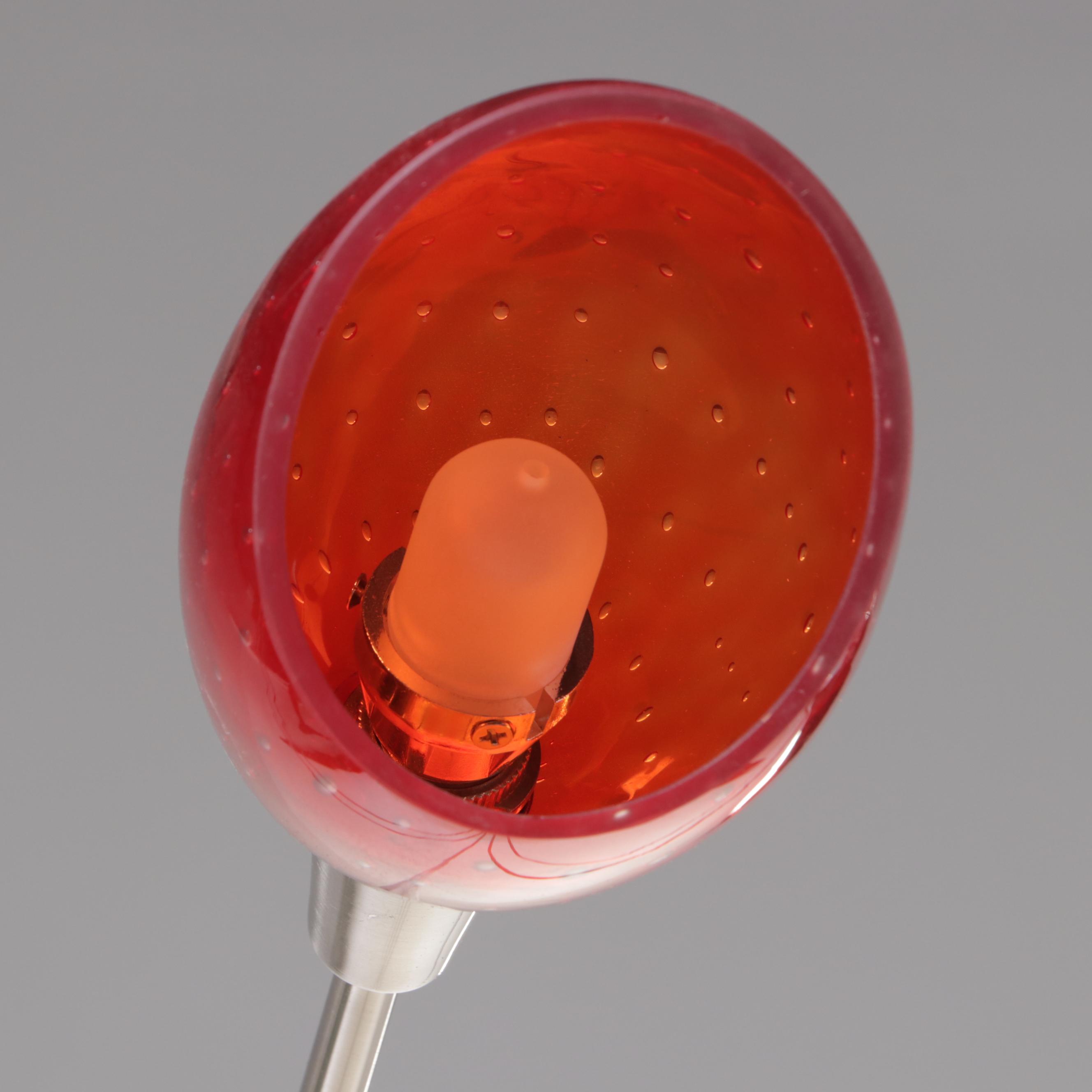 Modernist Style Brushed Metal Five-Light Arc Floor Lamp w/ Colored Glass Shades