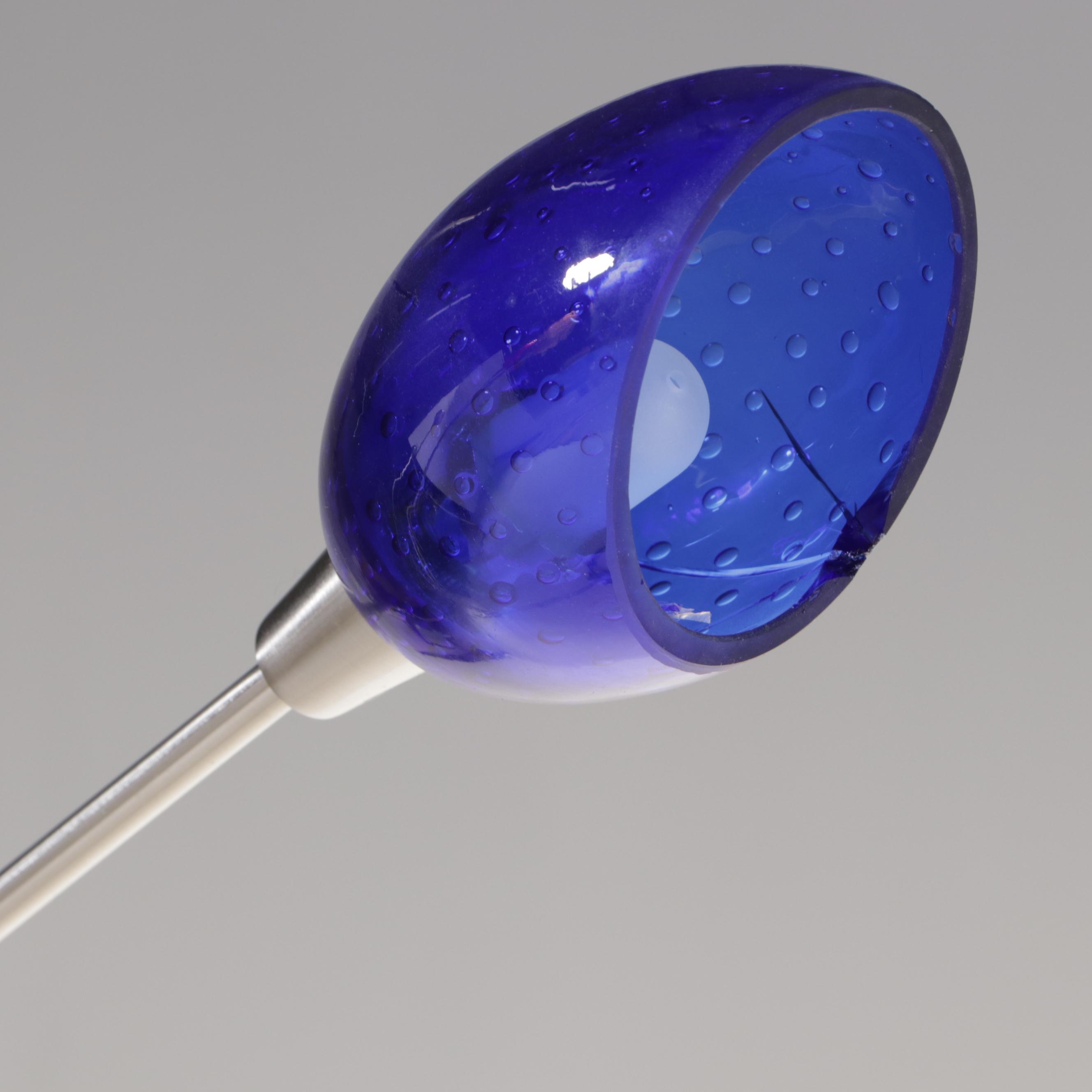 Modernist Style Brushed Metal Five-Light Arc Floor Lamp w/ Colored Glass Shades