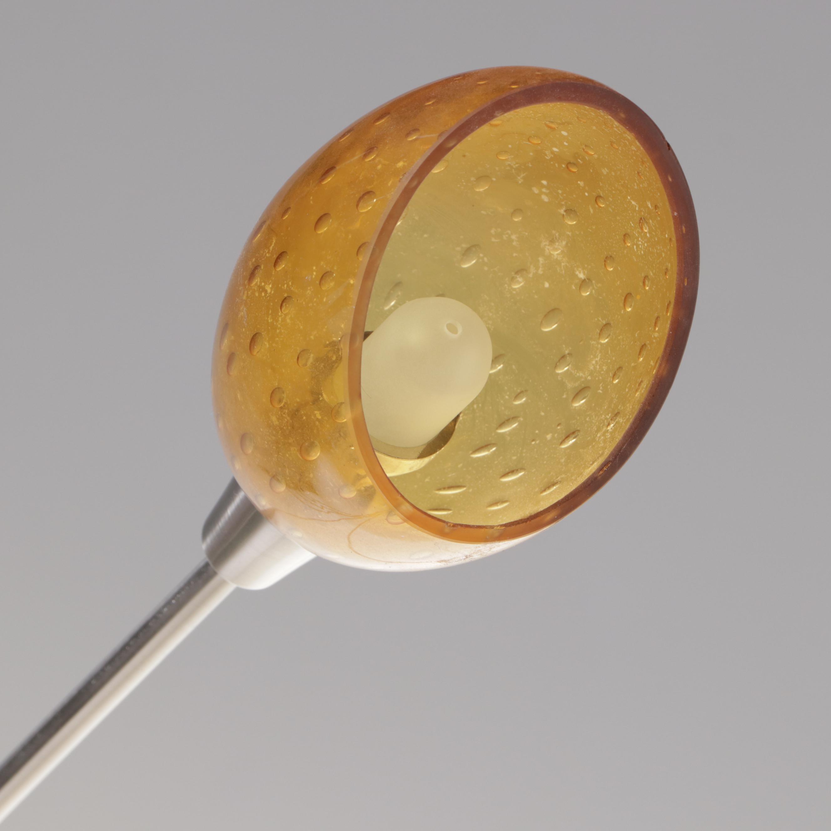 Modernist Style Brushed Metal Five-Light Arc Floor Lamp w/ Colored Glass Shades