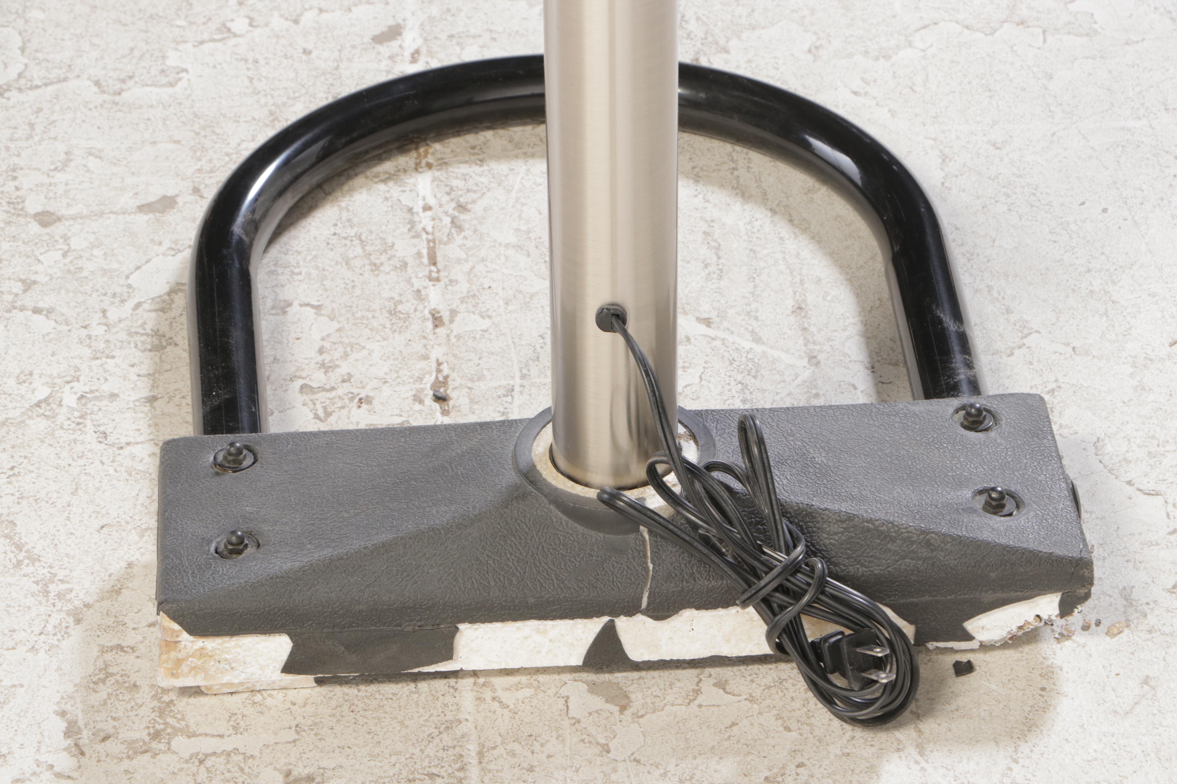 Modernist Style Brushed Metal Five-Light Arc Floor Lamp w/ Colored Glass Shades