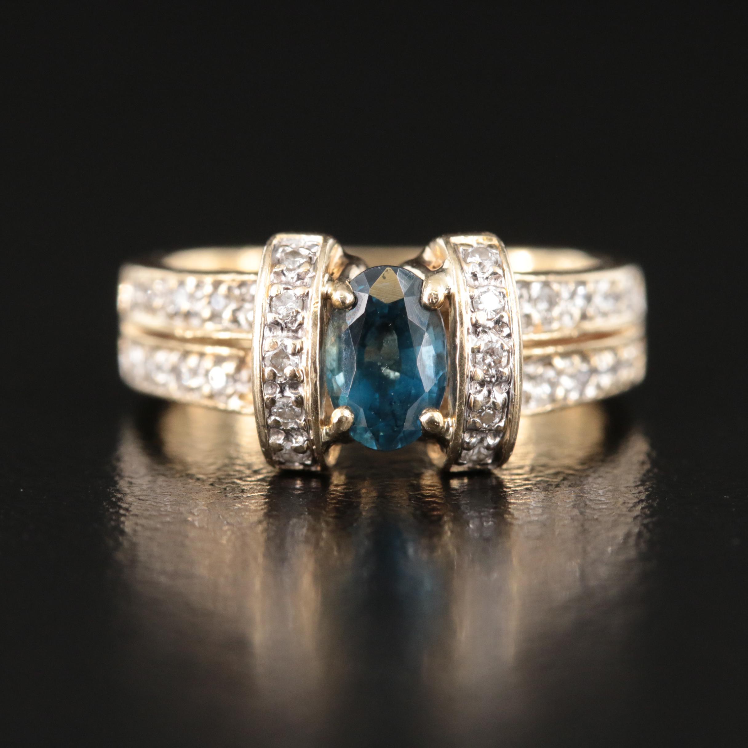 14K Sapphire and Diamond Ring