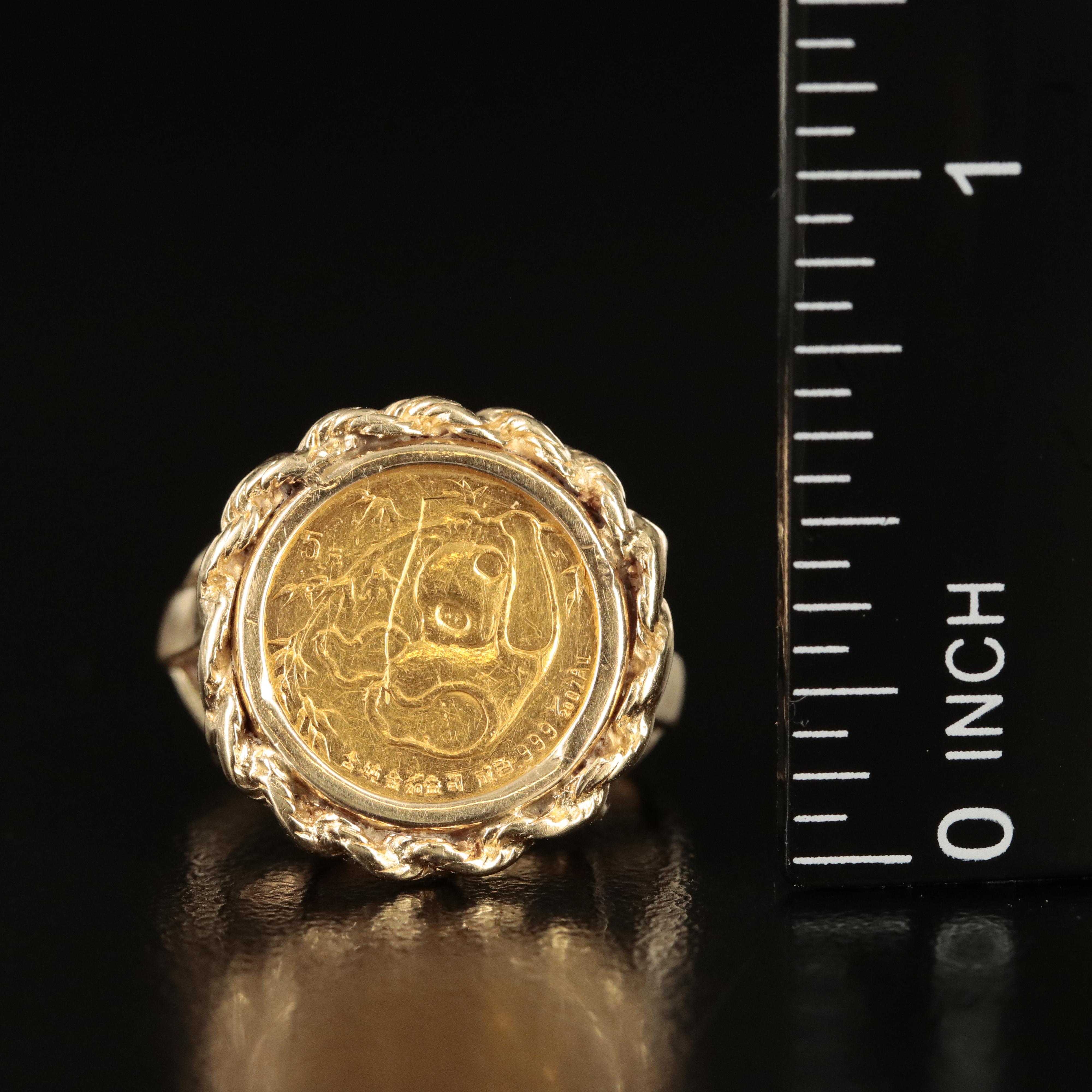 14K Ring with 1985 5-Yuan Gold Chinese Panda Bullion Coin
