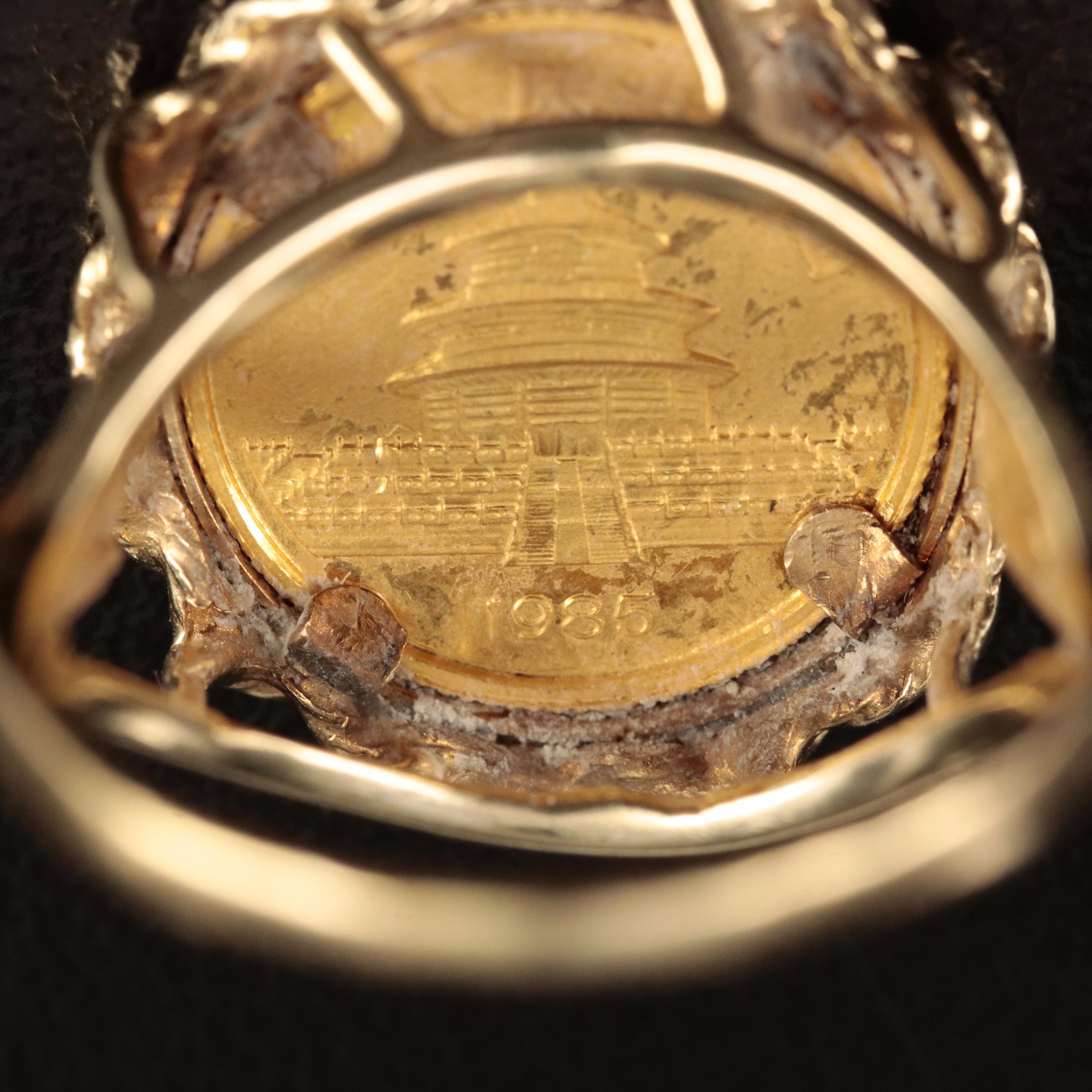 14K Ring with 1985 5-Yuan Gold Chinese Panda Bullion Coin
