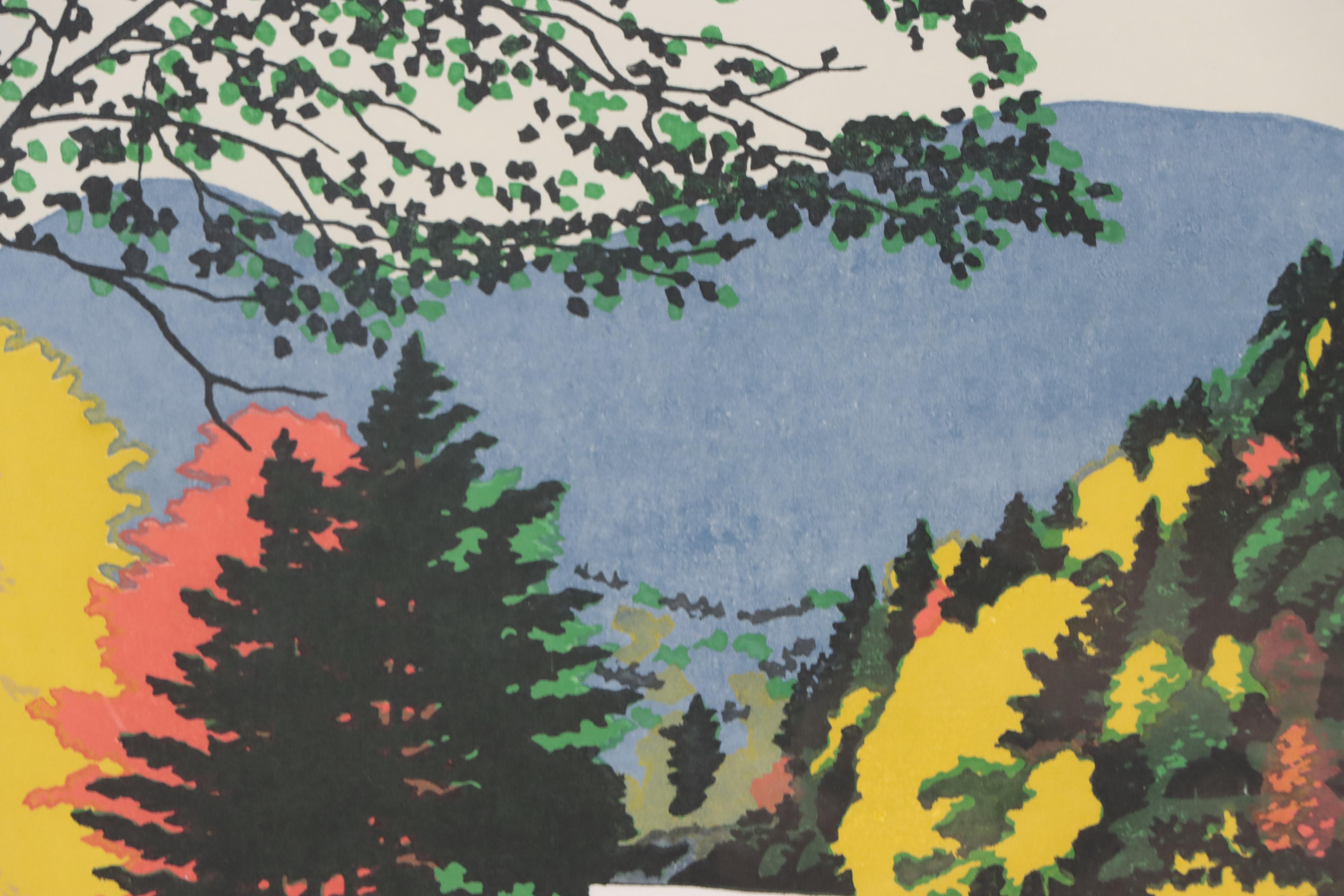 Yasushi Ohmoto Woodblock "Lakeside in Early Fall"