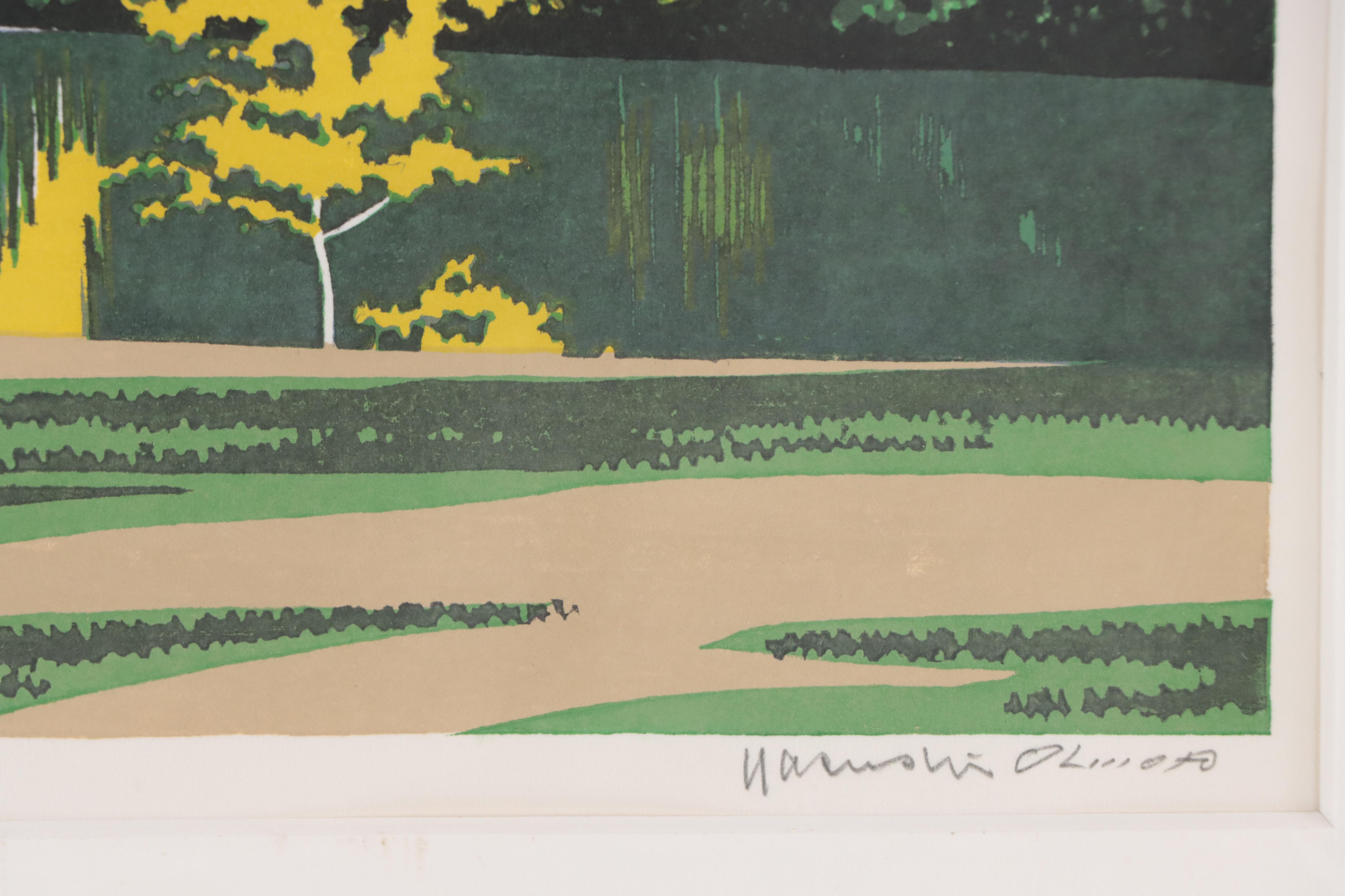 Yasushi Ohmoto Woodblock "Lakeside in Early Fall"