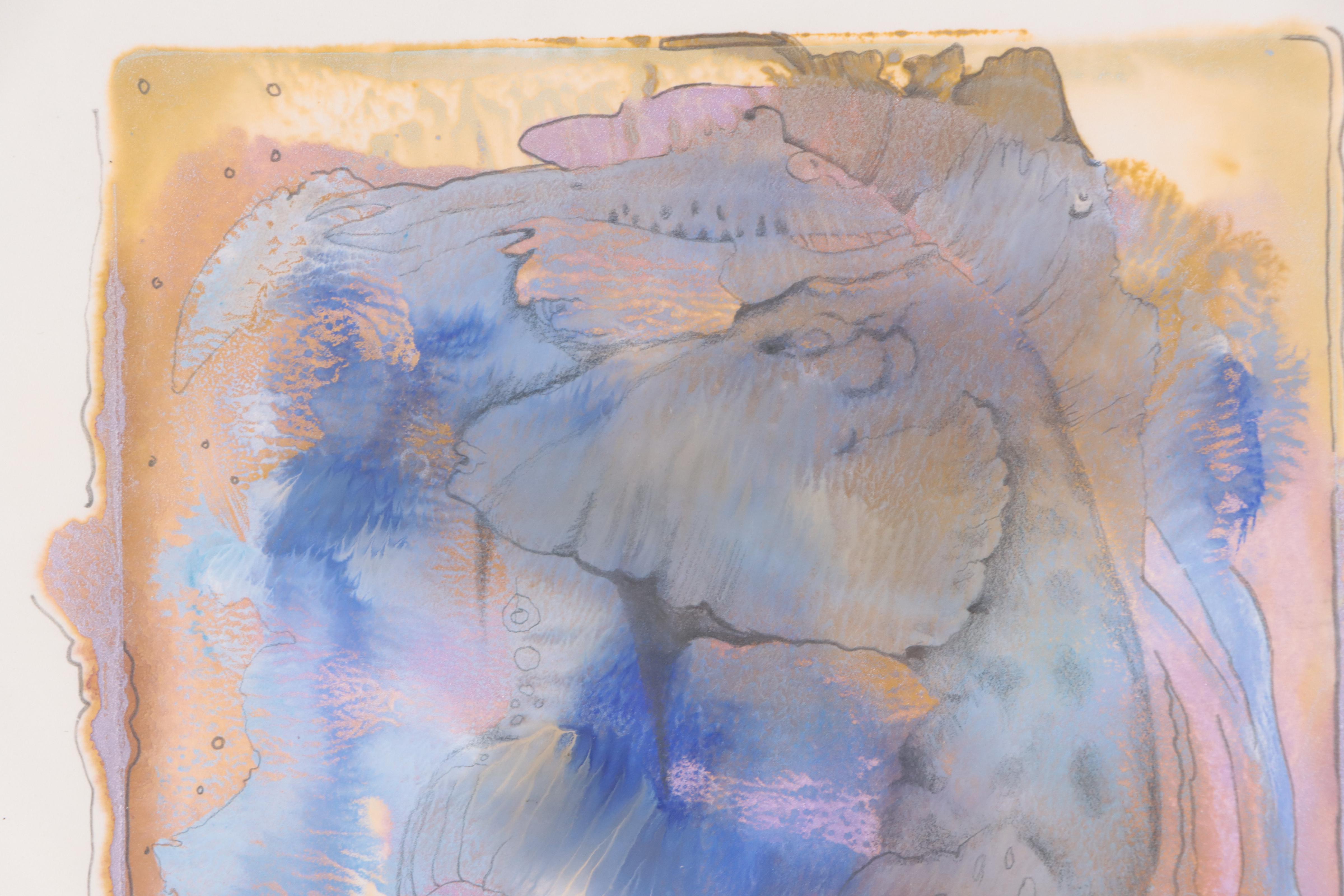 Tom Towhey Abstract Mixed Media Monotype, 1992