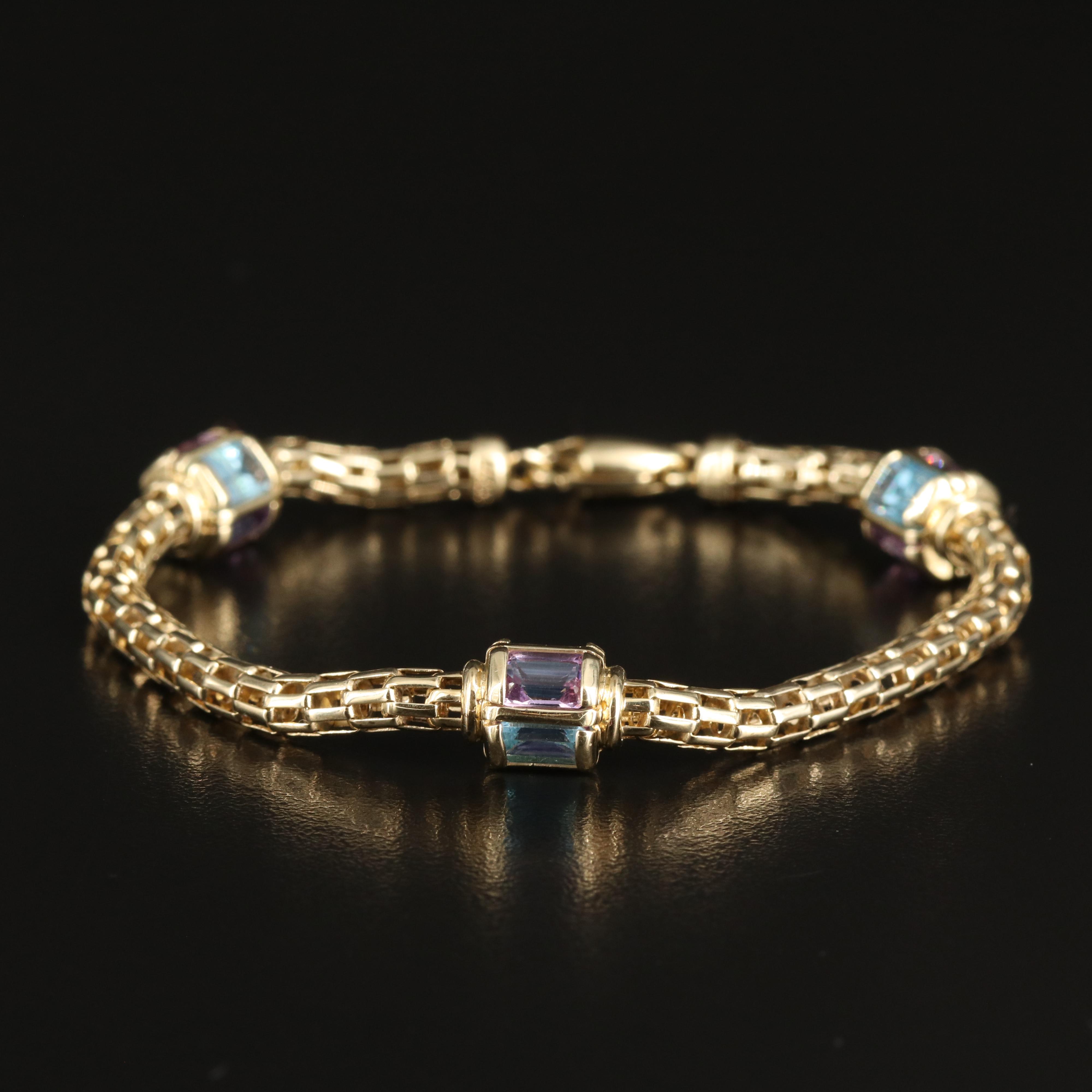 14K Topaz and Amethyst Bracelet