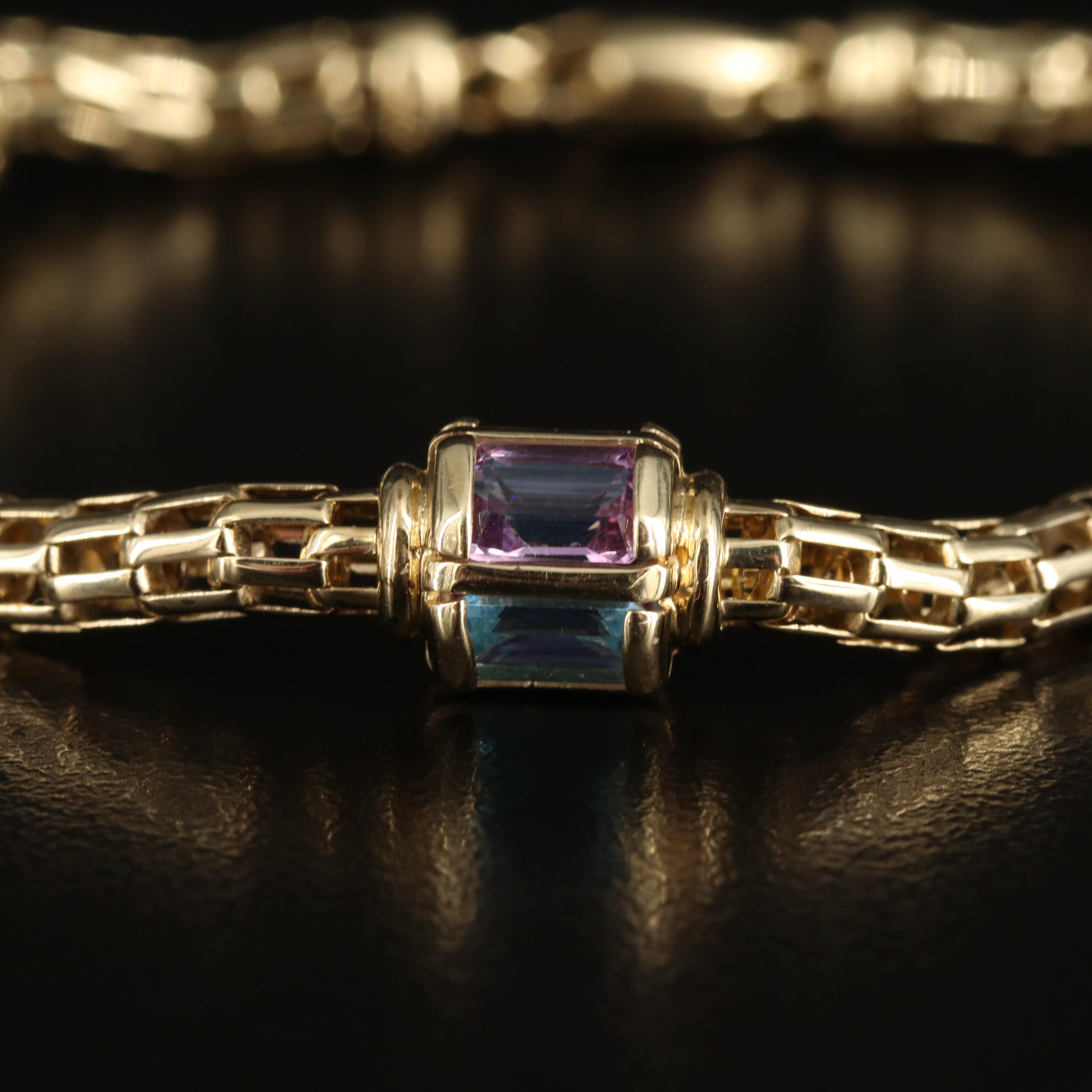14K Topaz and Amethyst Bracelet