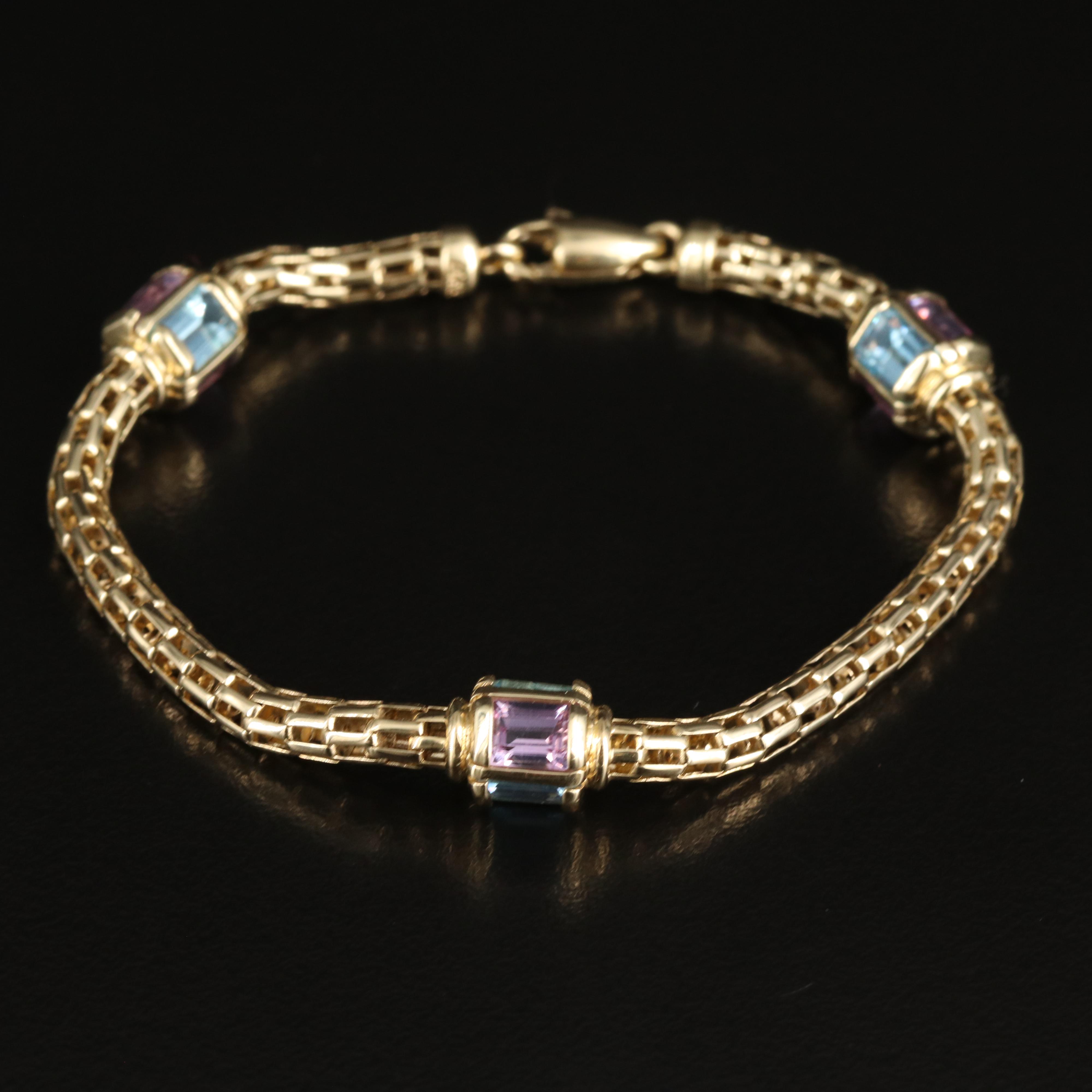 14K Topaz and Amethyst Bracelet