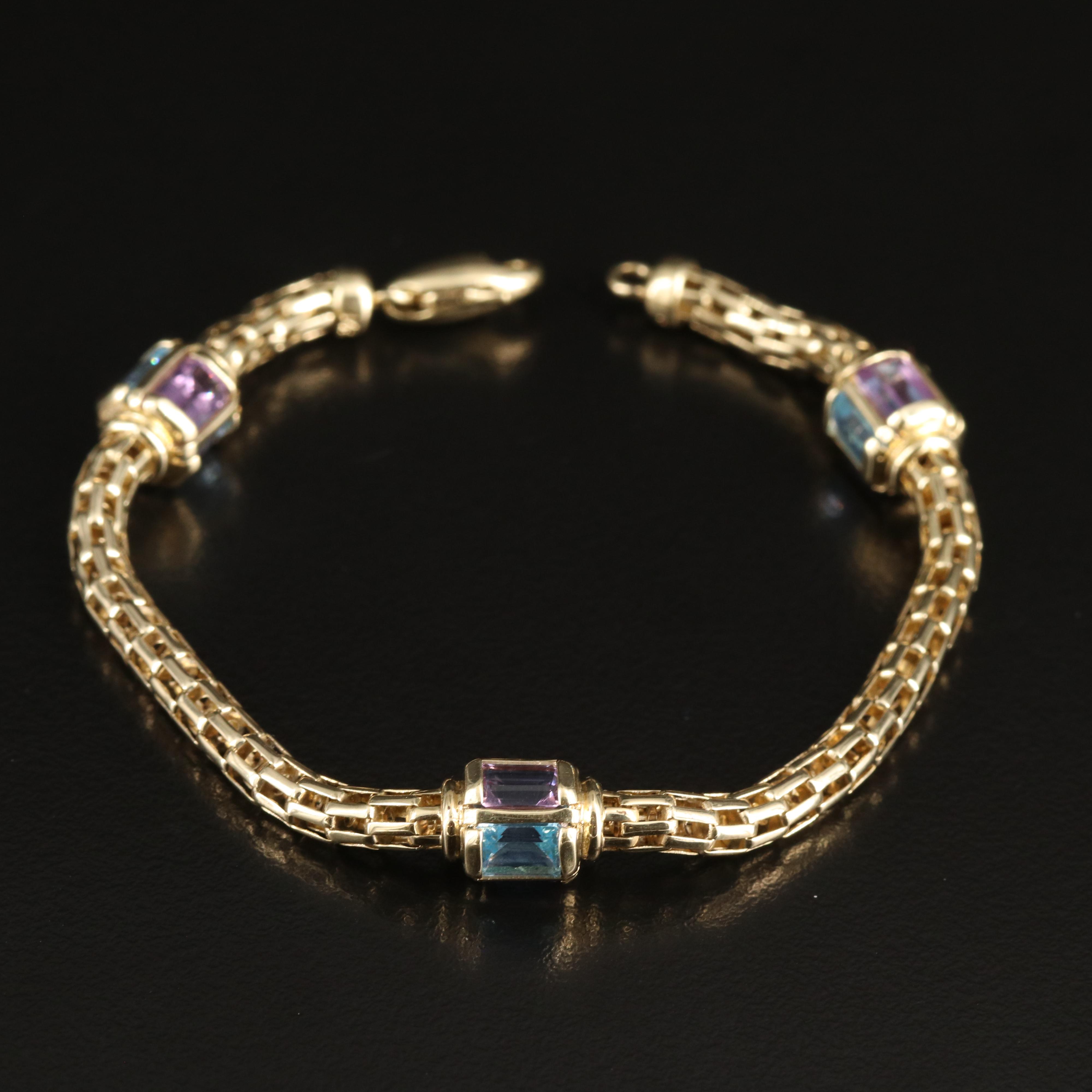 14K Topaz and Amethyst Bracelet