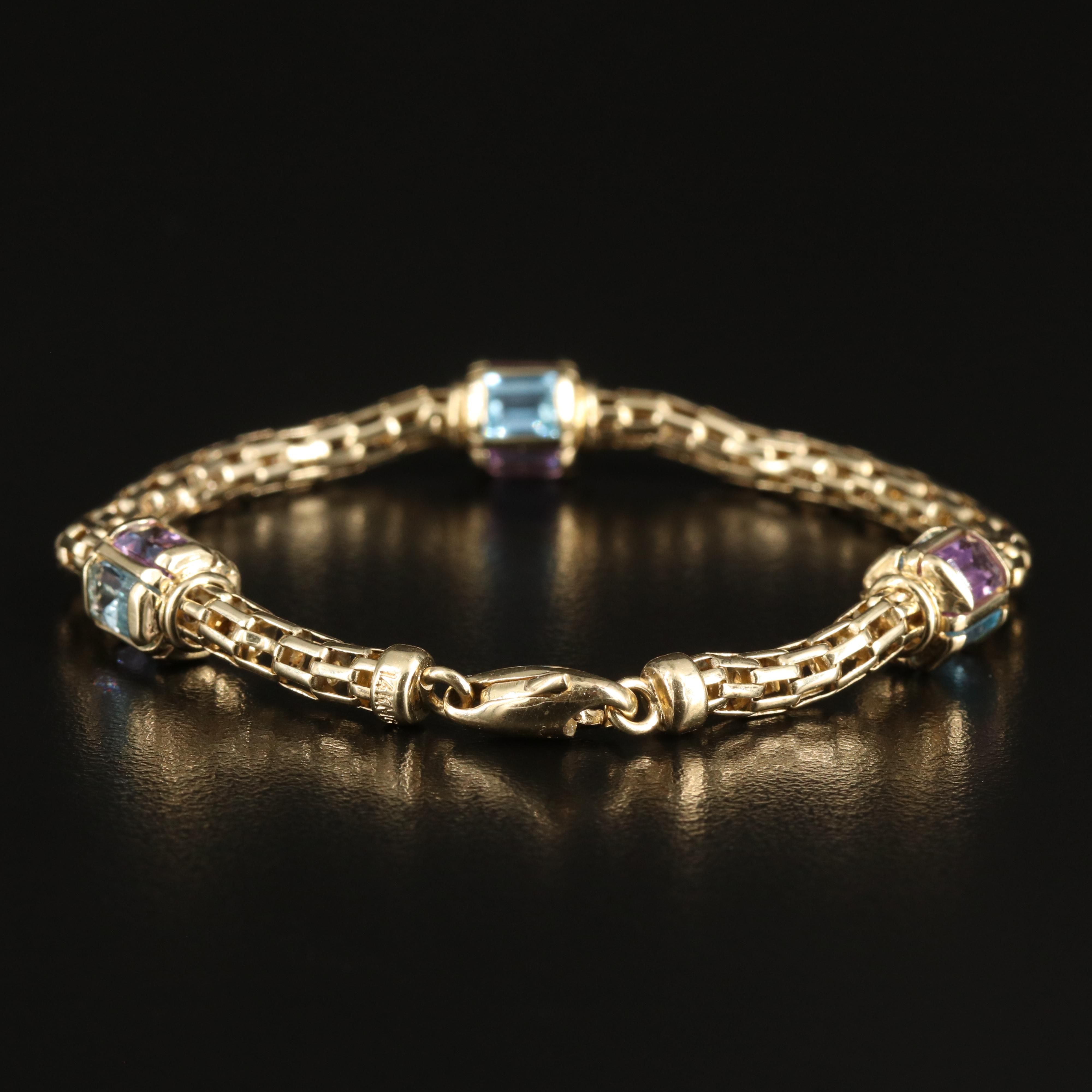 14K Topaz and Amethyst Bracelet
