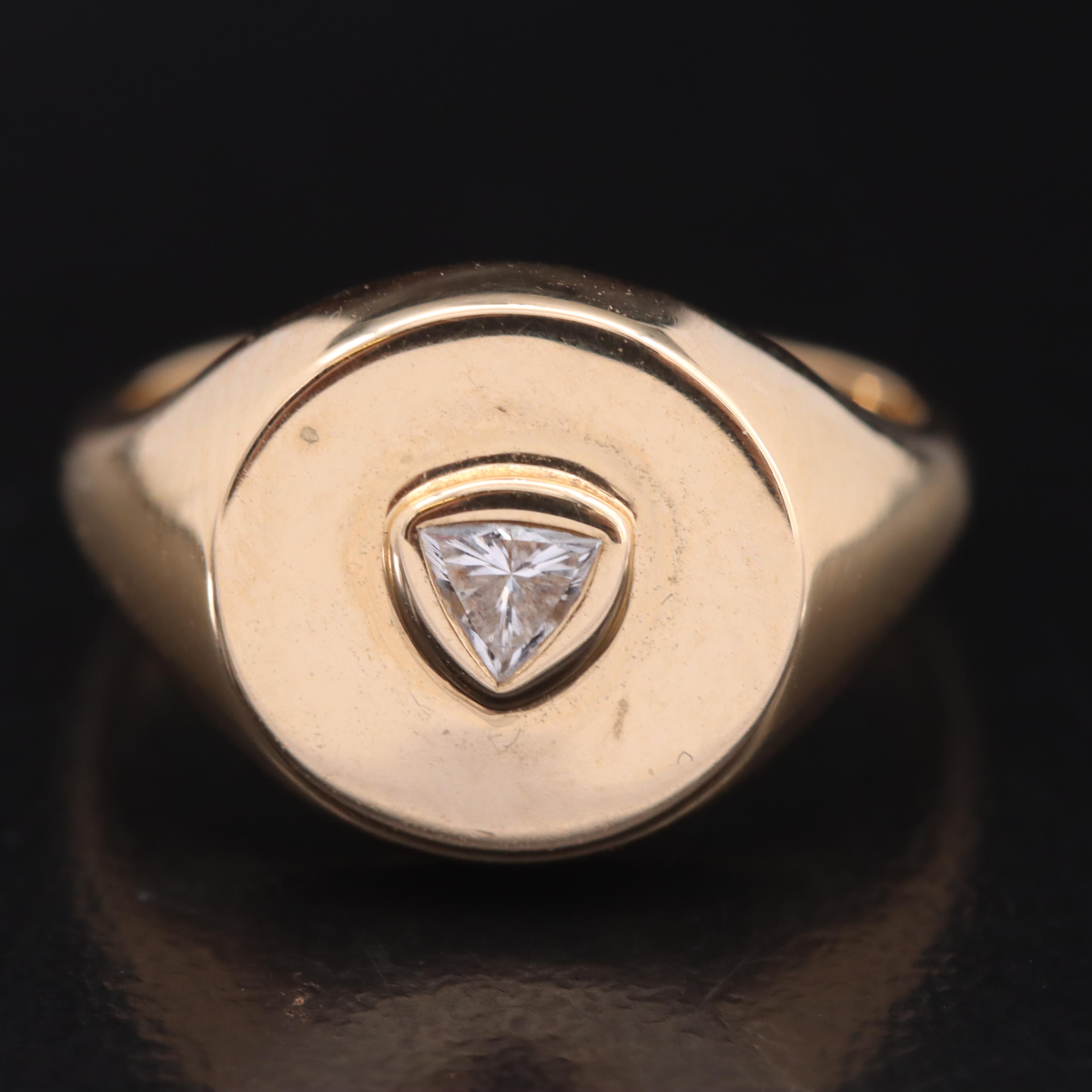 14K 0.10 CT Lab Grown Diamond Signet Ring
