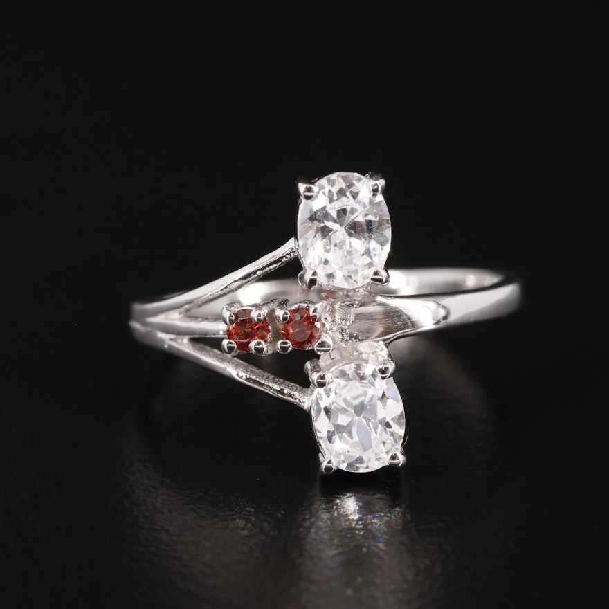 Sterling Cubic Zirconia and Garnet Ring