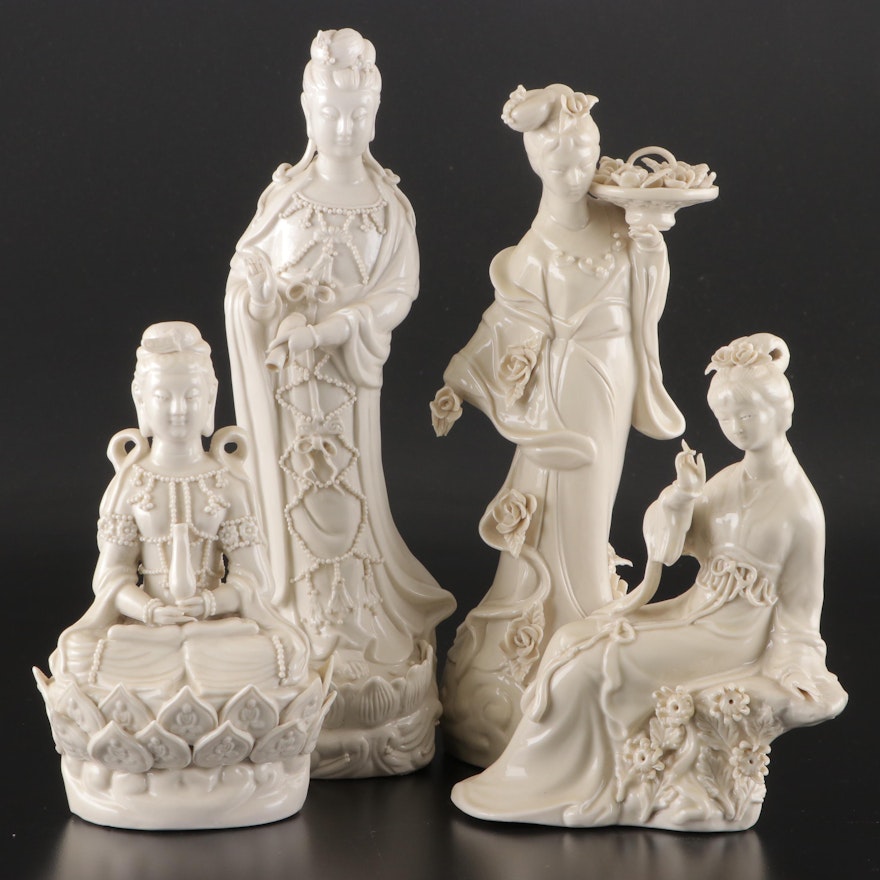 Guanyin Chinese Blanc de Chine Porcelain Figurines