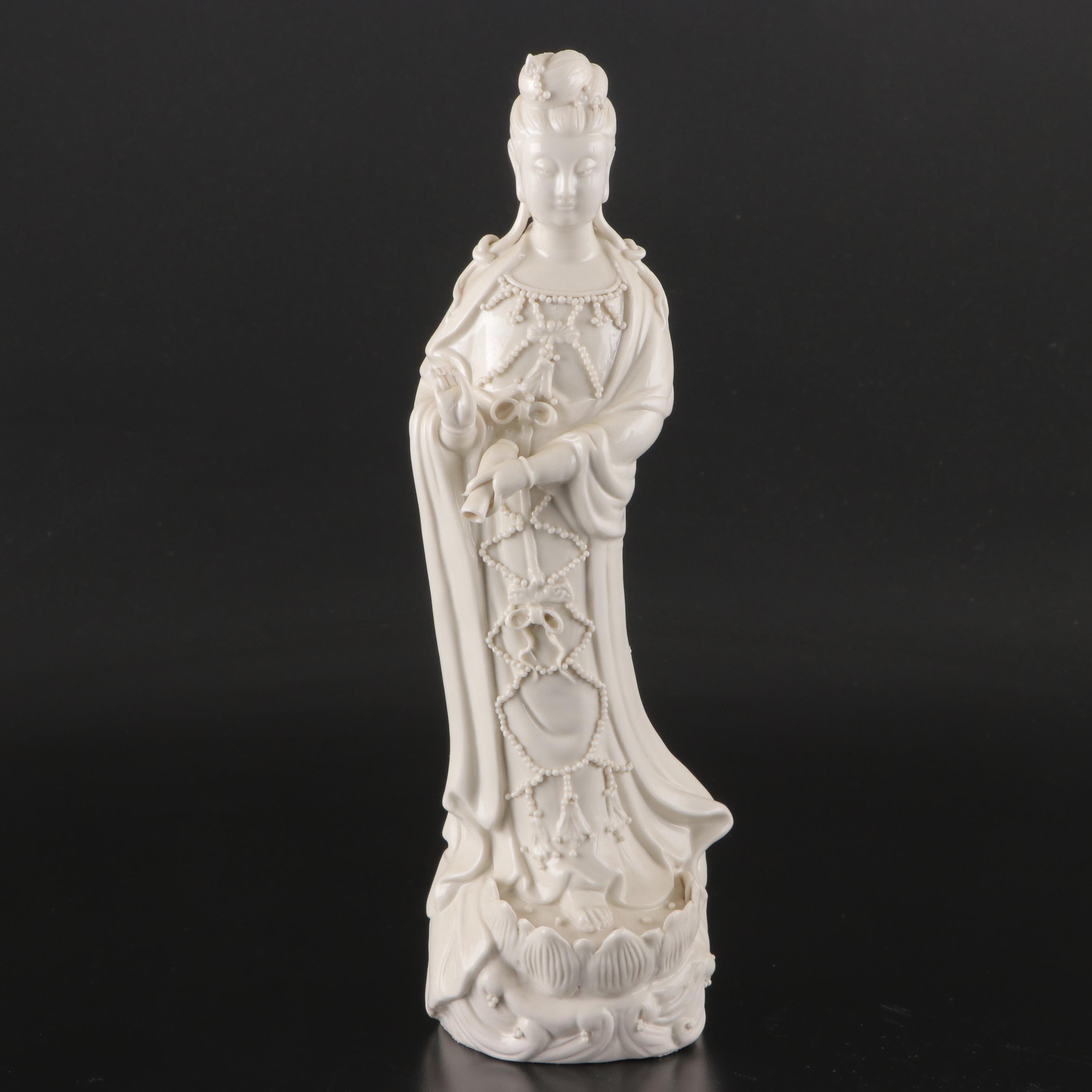 Guanyin Chinese Blanc de Chine Porcelain Figurines