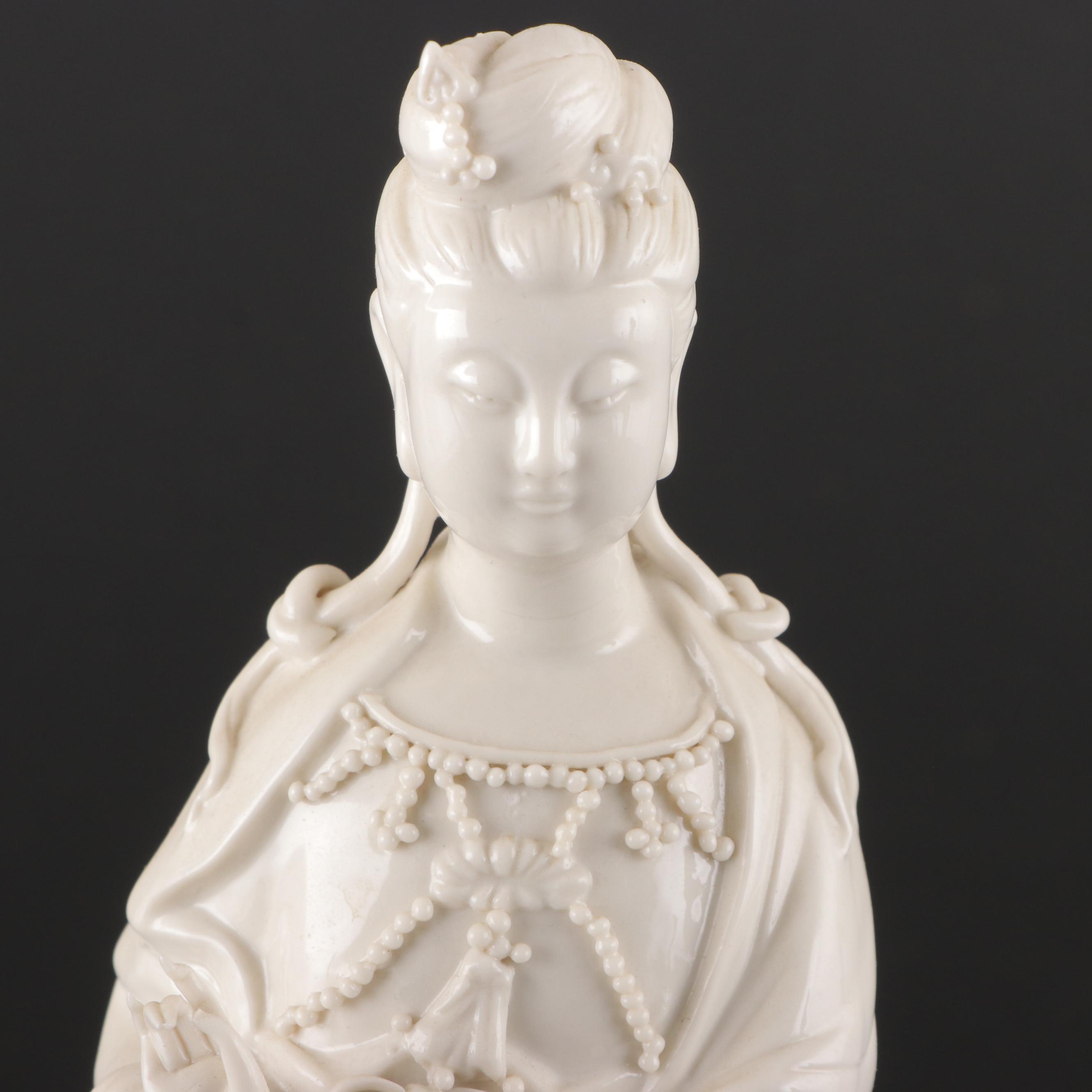 Guanyin Chinese Blanc de Chine Porcelain Figurines