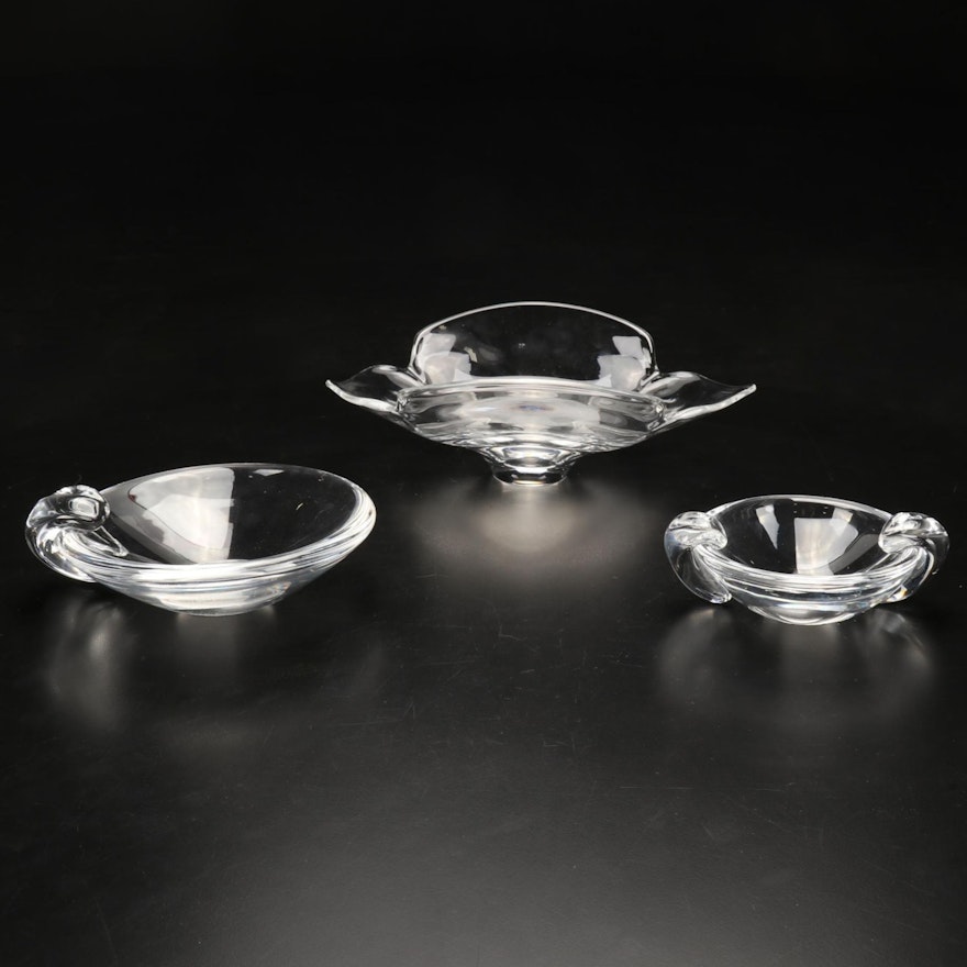 Steuben Glass "Calyx" Bowl and Ashtrays, Mid to Late 20th Century