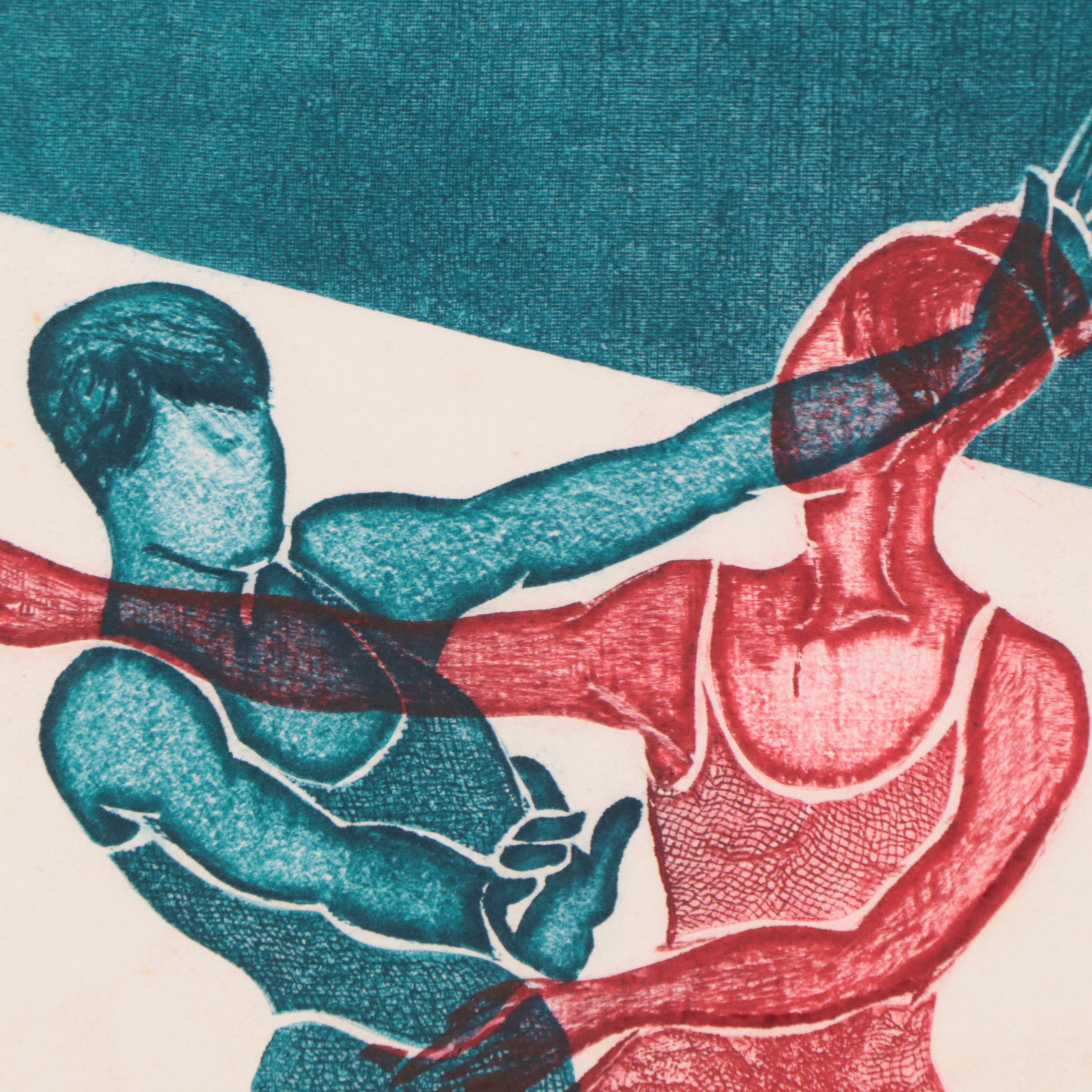 Franklin Figural Etching "Curtsy," Circa 1980