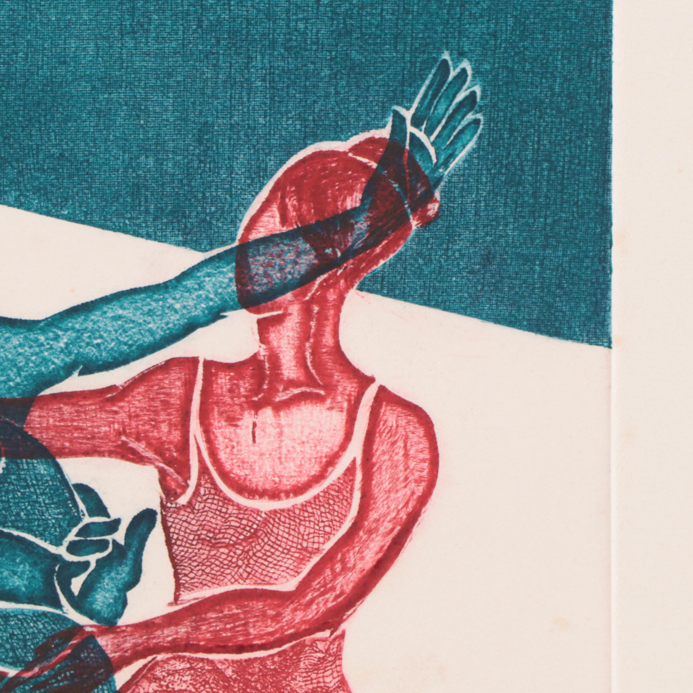 Franklin Figural Etching "Curtsy," Circa 1980