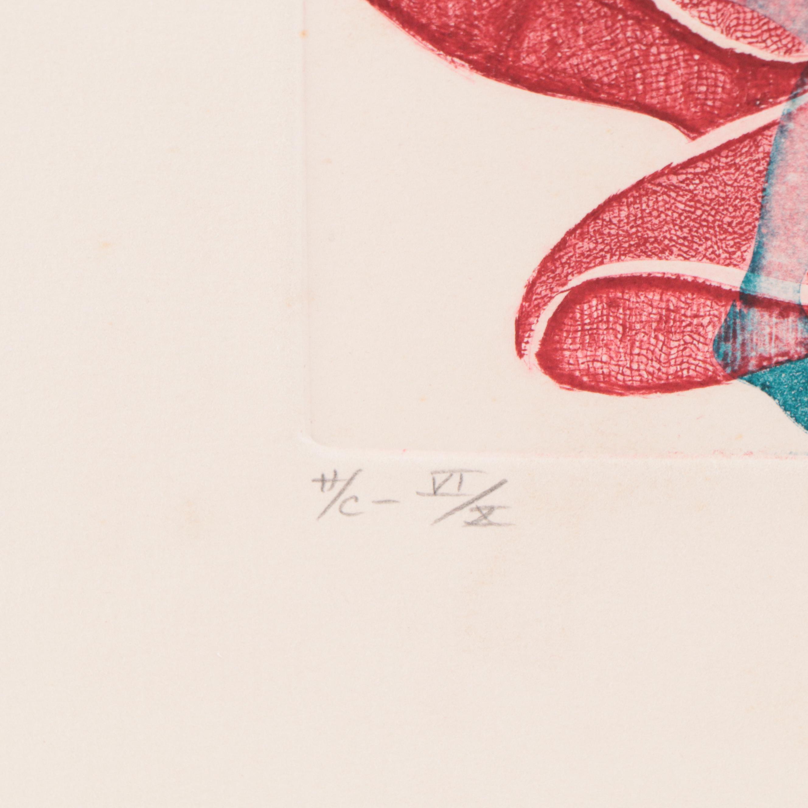 Franklin Figural Etching "Curtsy," Circa 1980