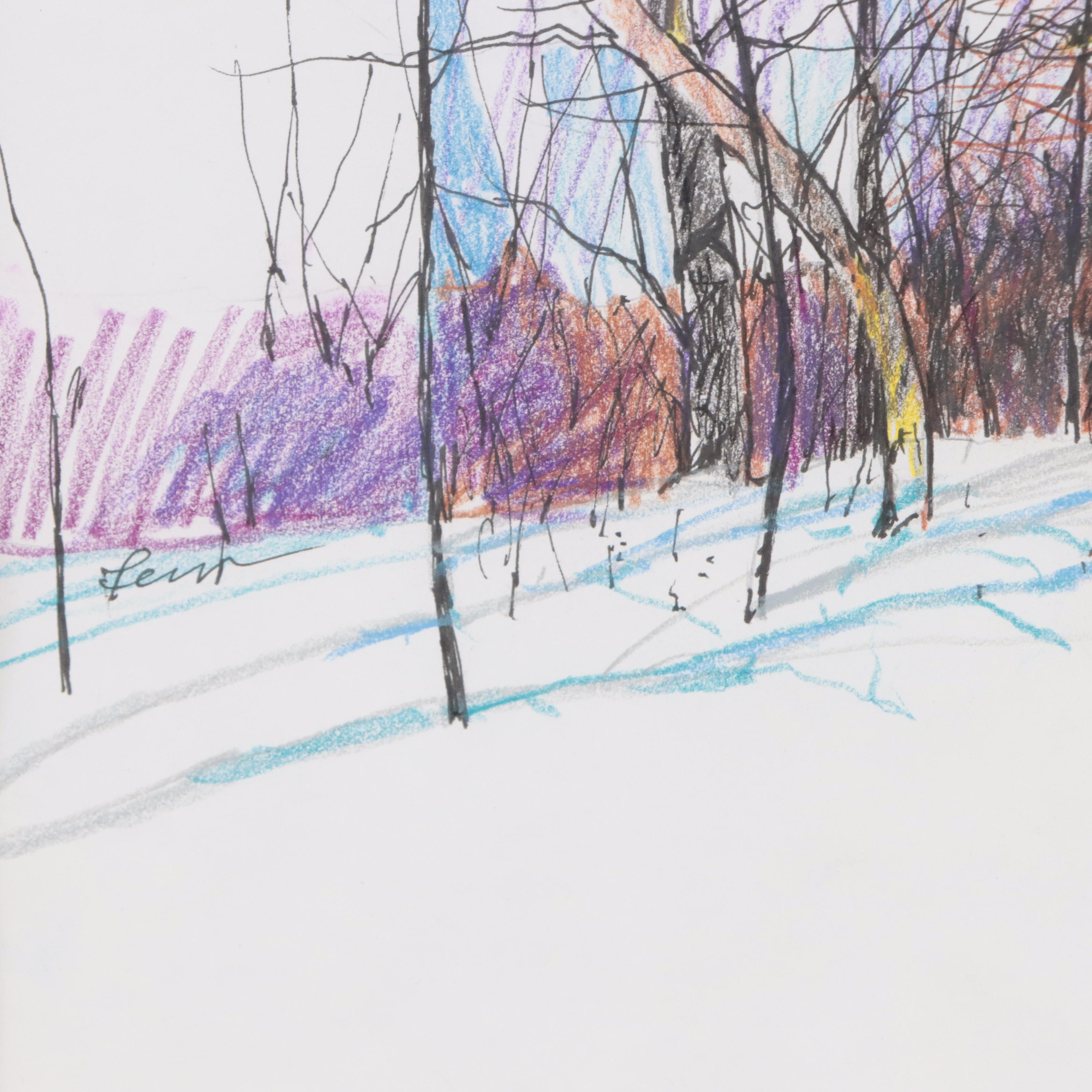 Steve Perucca Mixed Media Drawing "Horizon Series," 1999