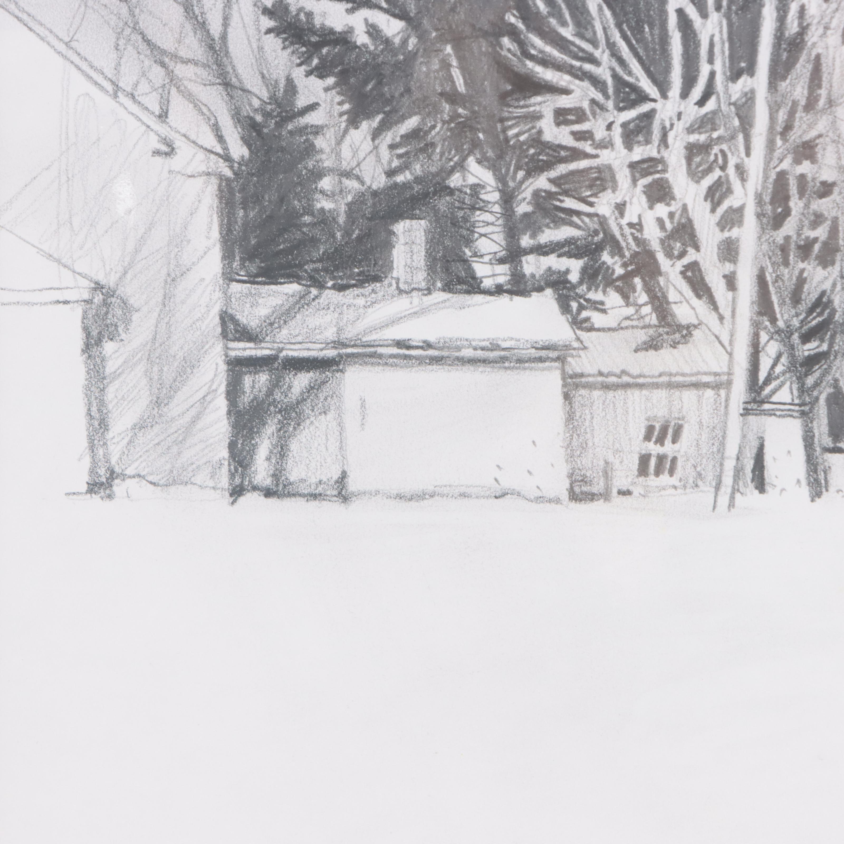 Steve Perucca Graphite Drawing "Horizon Series," 1999